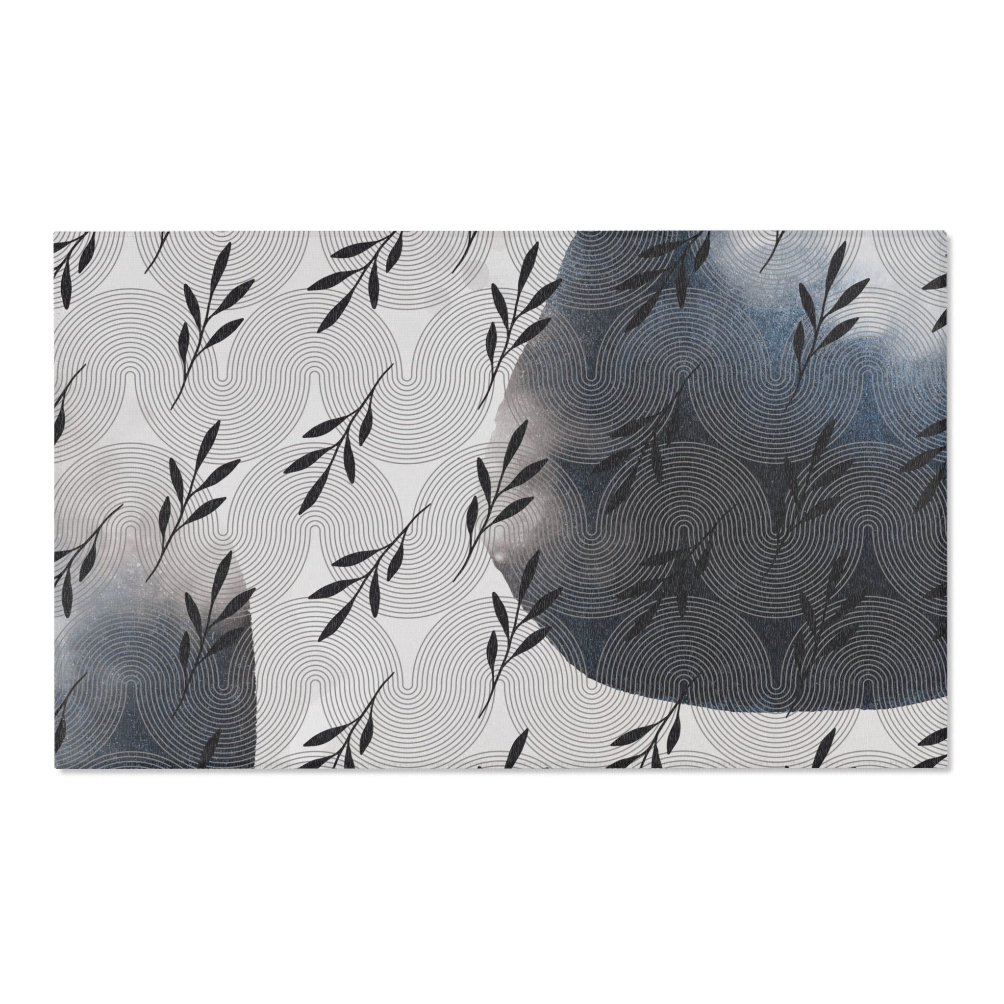 Abstract Area Rug | Floral Leaves Watercolor Artsy Rug