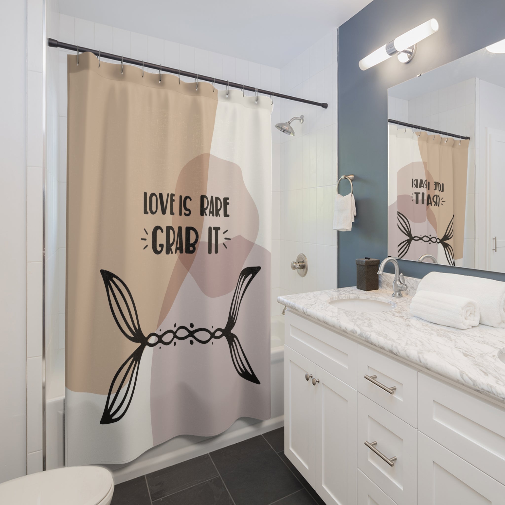 Cute Boho Shower Curtain | Beige Pastel, Black Bohemian