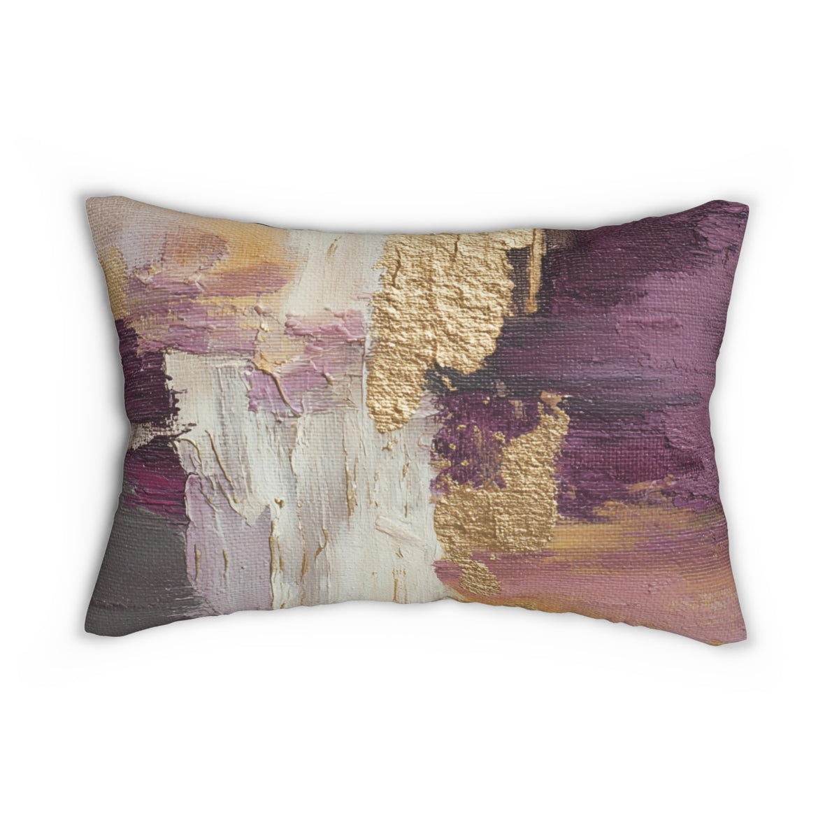 Plum Mauve and Ochre Textured Abstract Lumbar Pillow