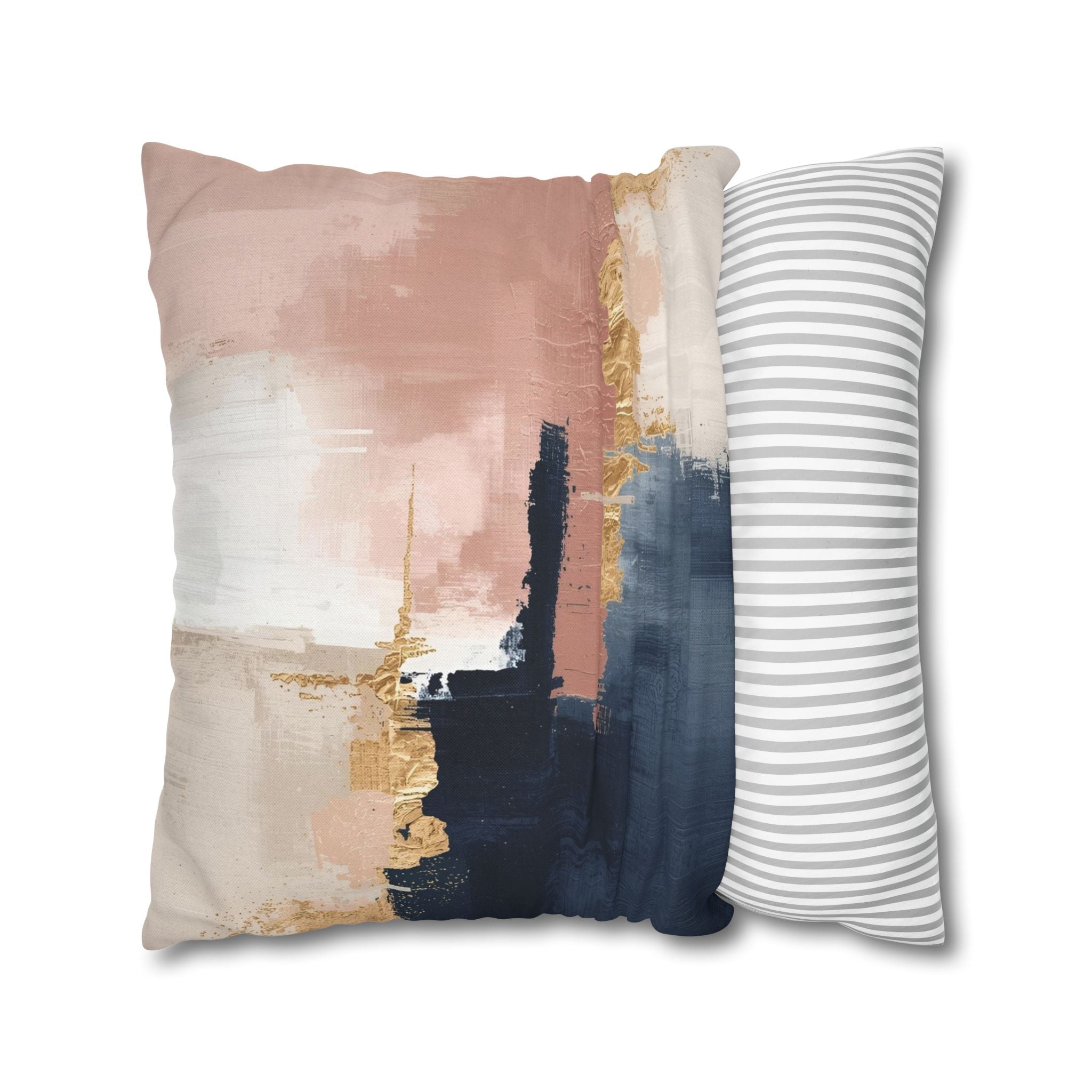 Abstract Pillow Cover | Earthy Neutral Navy Blue, Pink Ombre