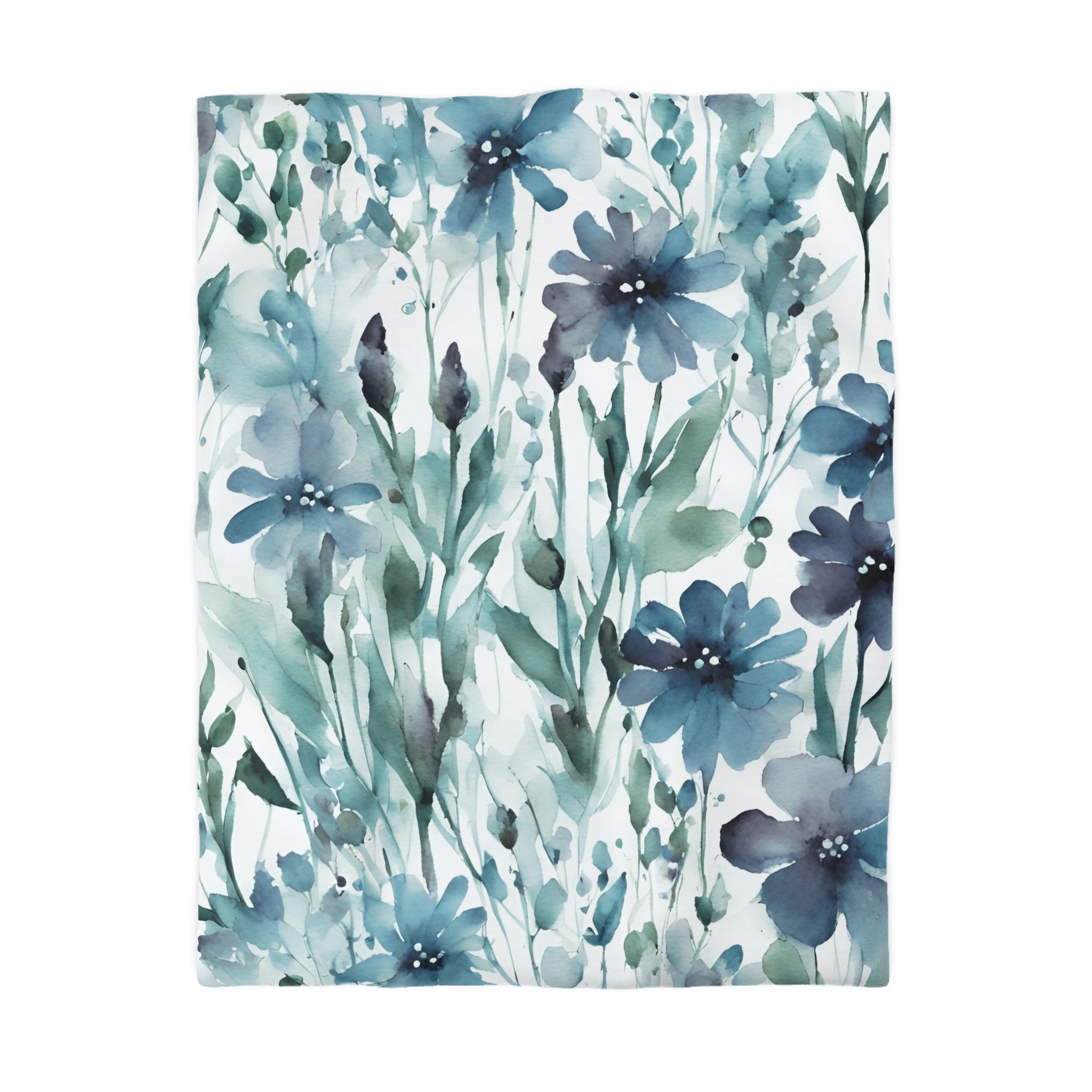 Floral Duvet Cover | Blue Green, White Wildflowers | Bedroom Decor