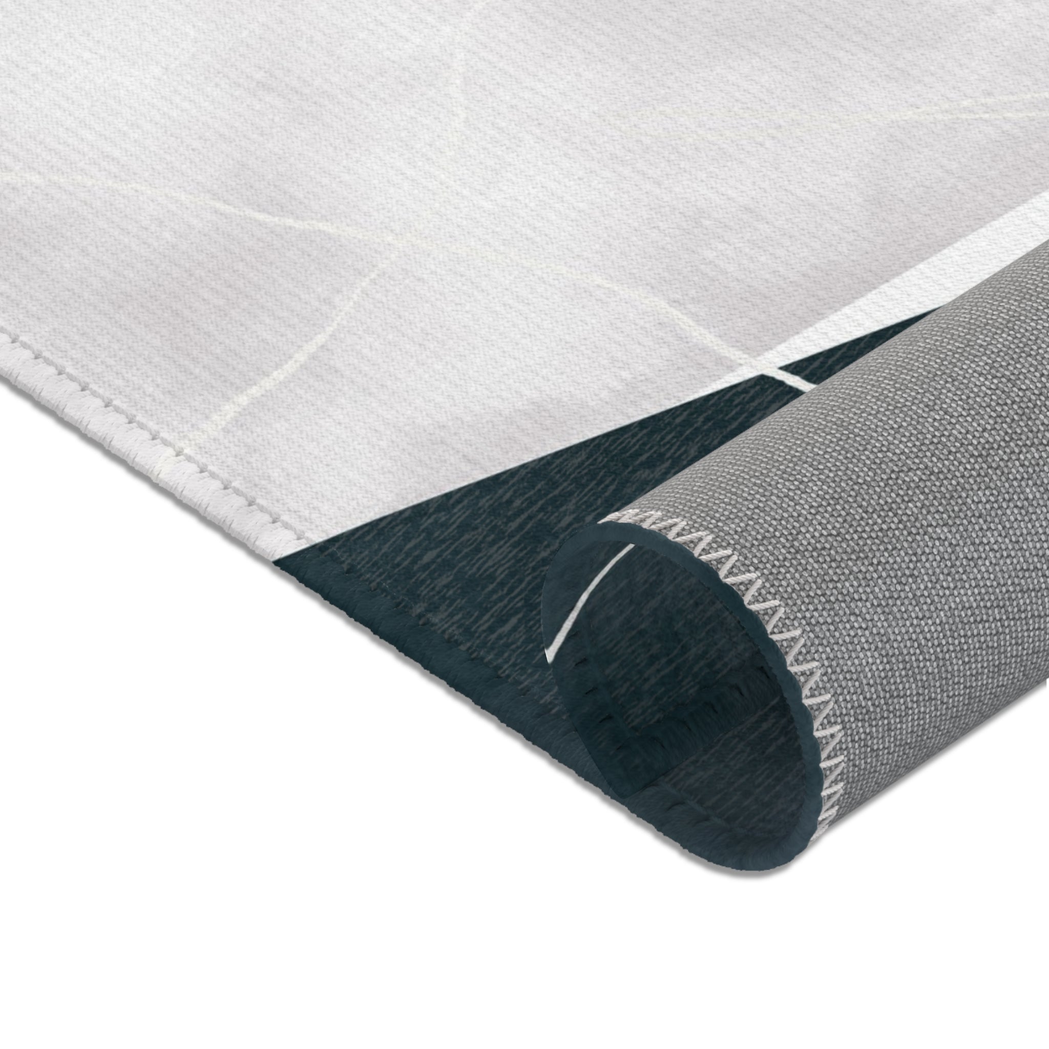 Abstract Boho Area Rug | Dark Grey Green, White
