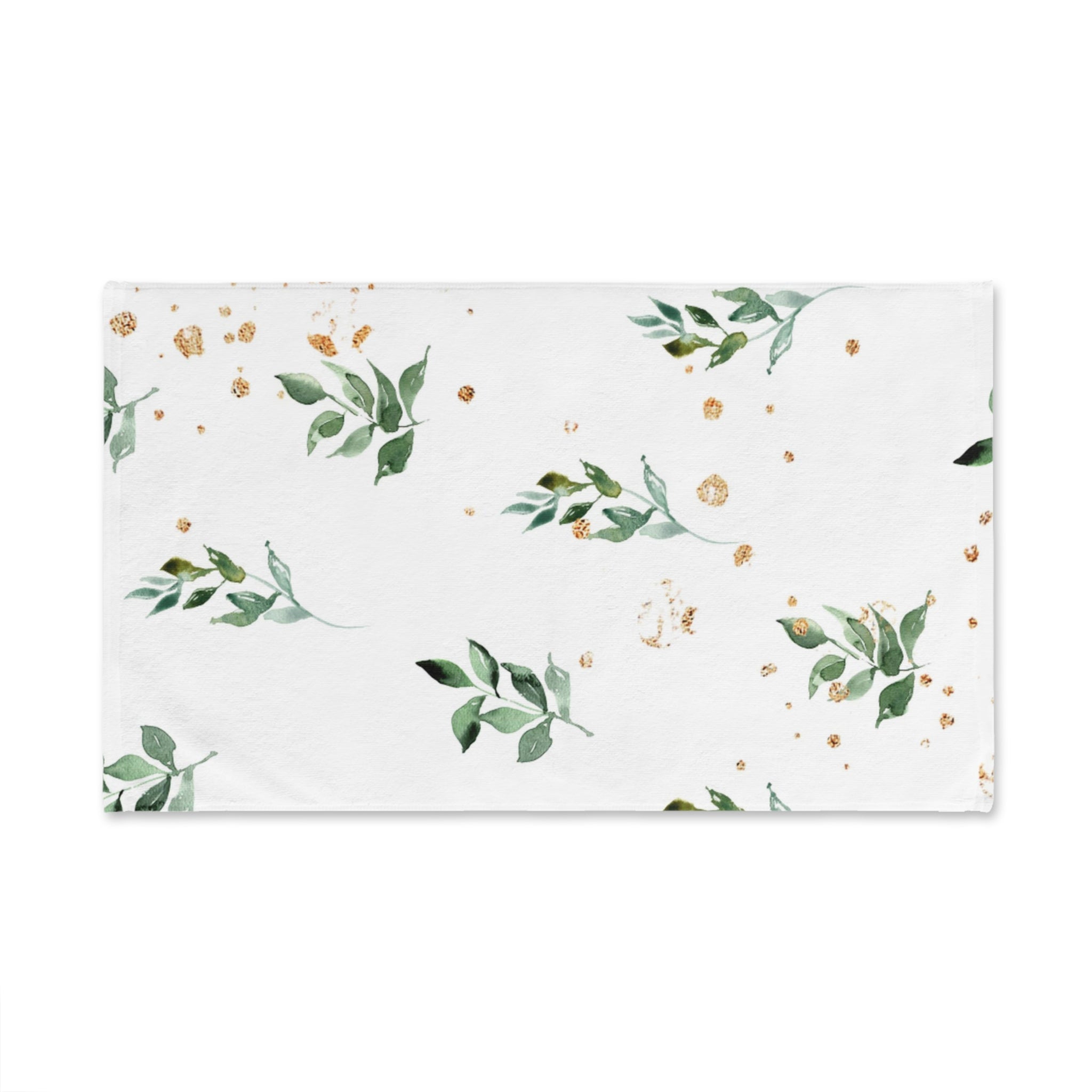 Floral Boho Kitchen, Bath Hand Towel | White Sage Green Leaves