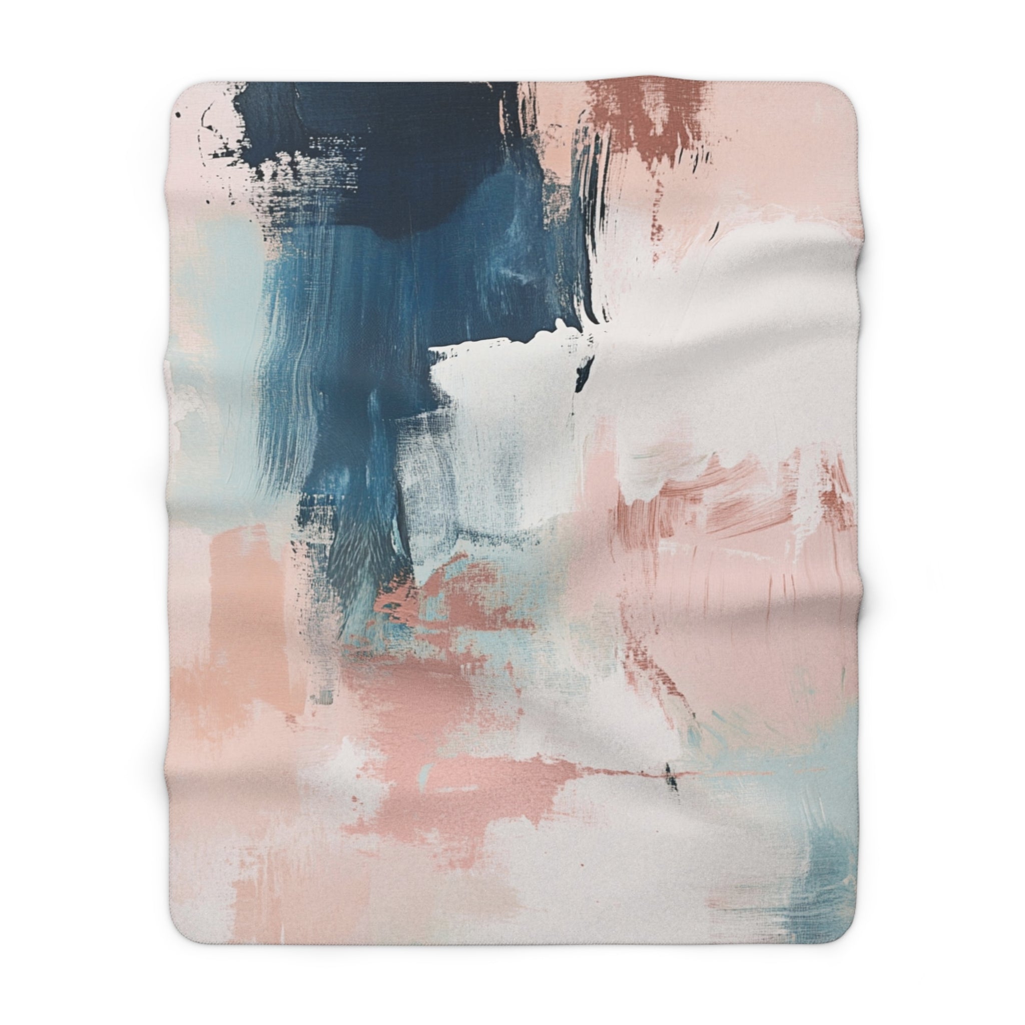 Abstract Throw Blanket | Blush Pink White Blue Watercolor