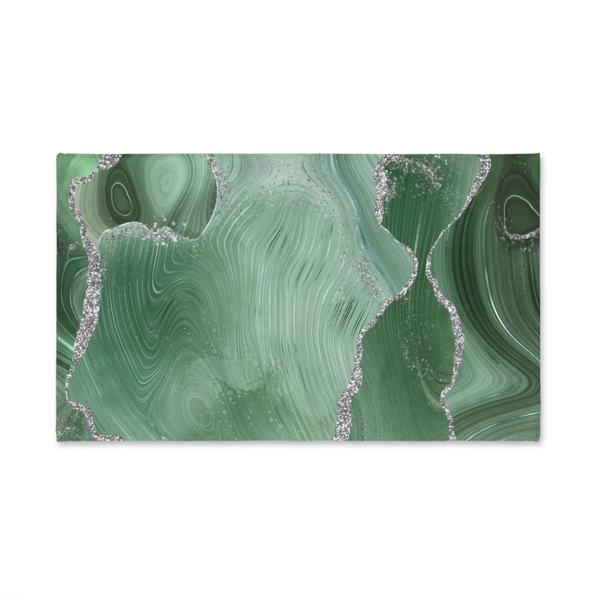 Abstract Kitchen, Bath Hand Towel | Sage Green, Silver Marble