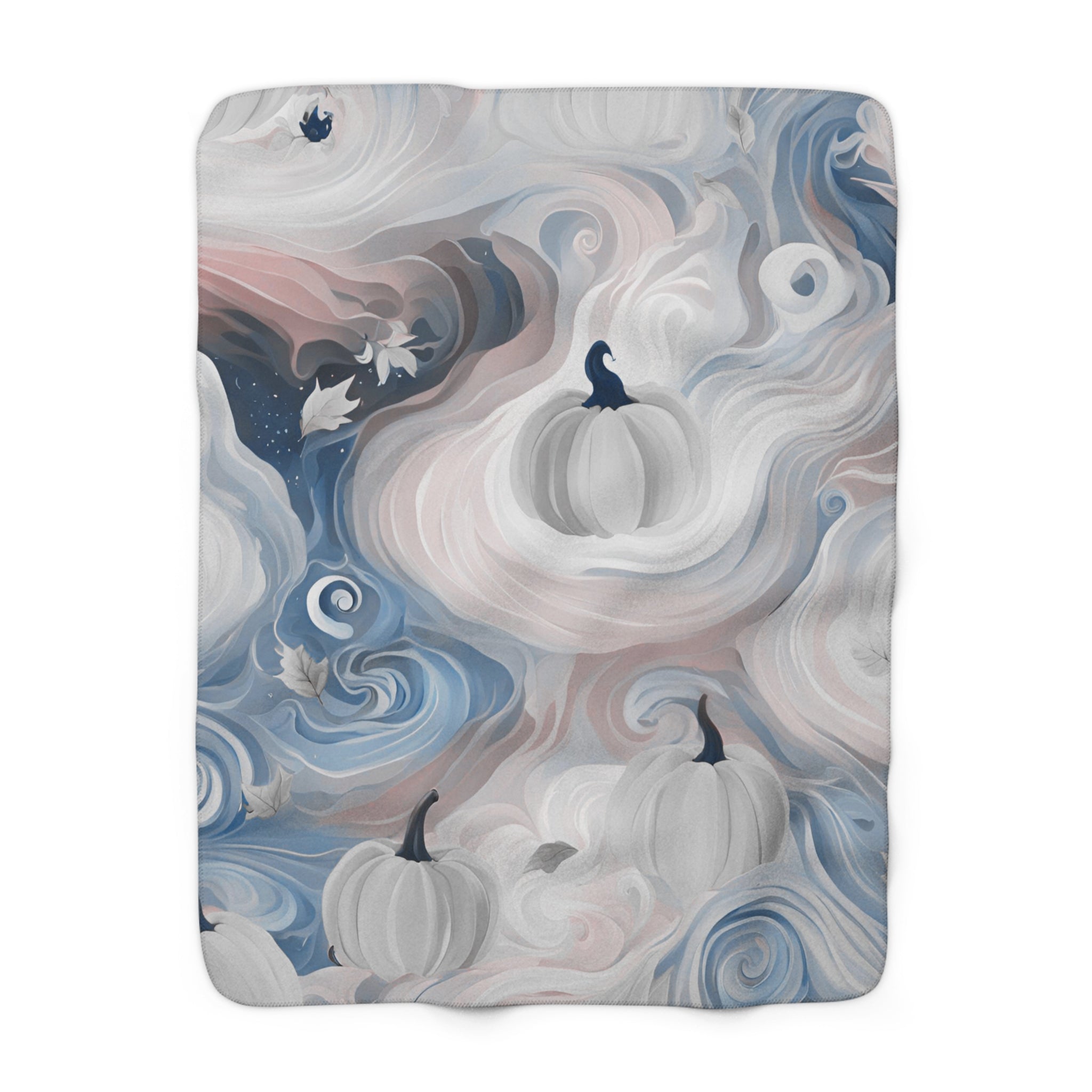 Halloween Throw Blanket | Grey Blue, Pumpkins, Fall Autumn