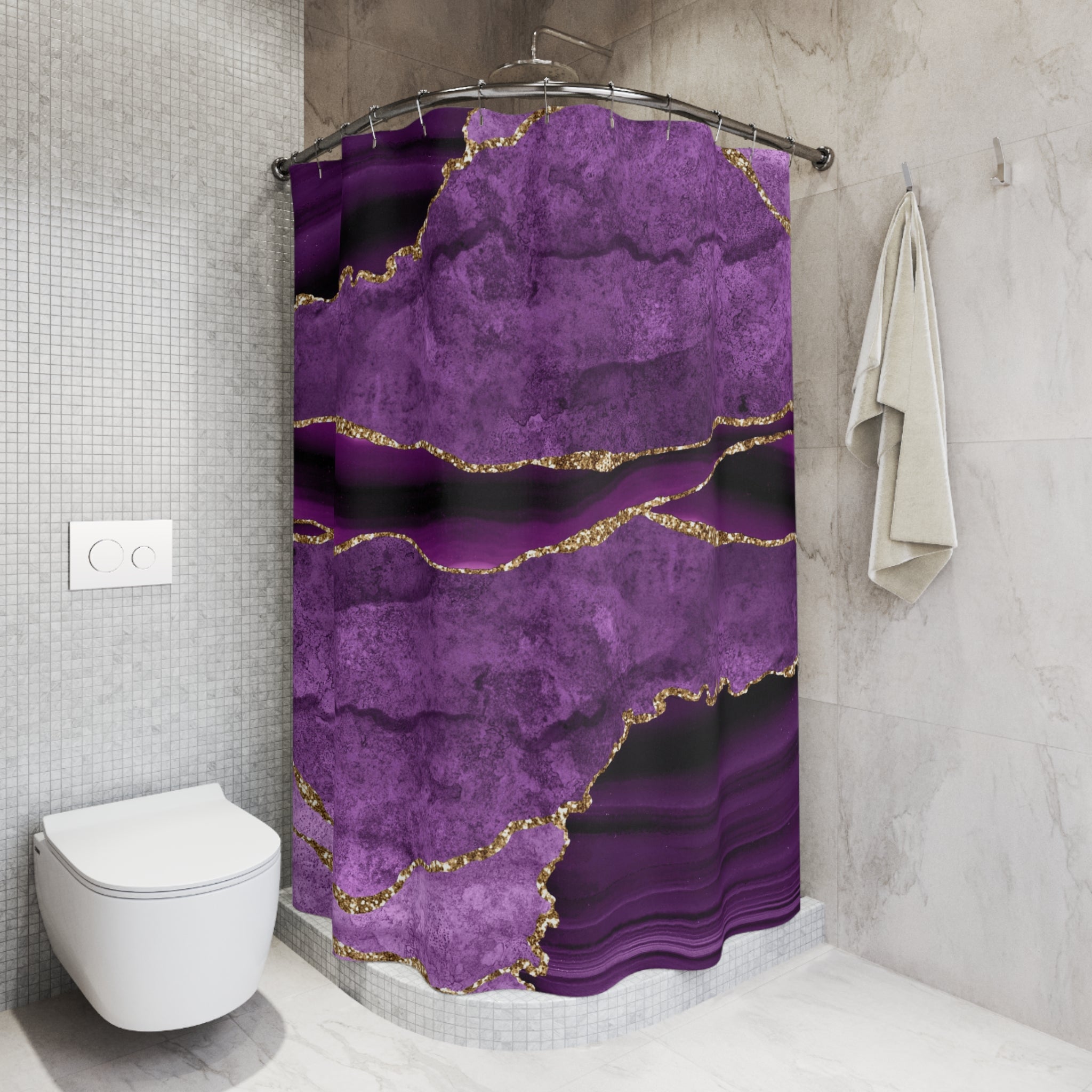 Retro Shower Curtain | Lilac Purple Marble Print