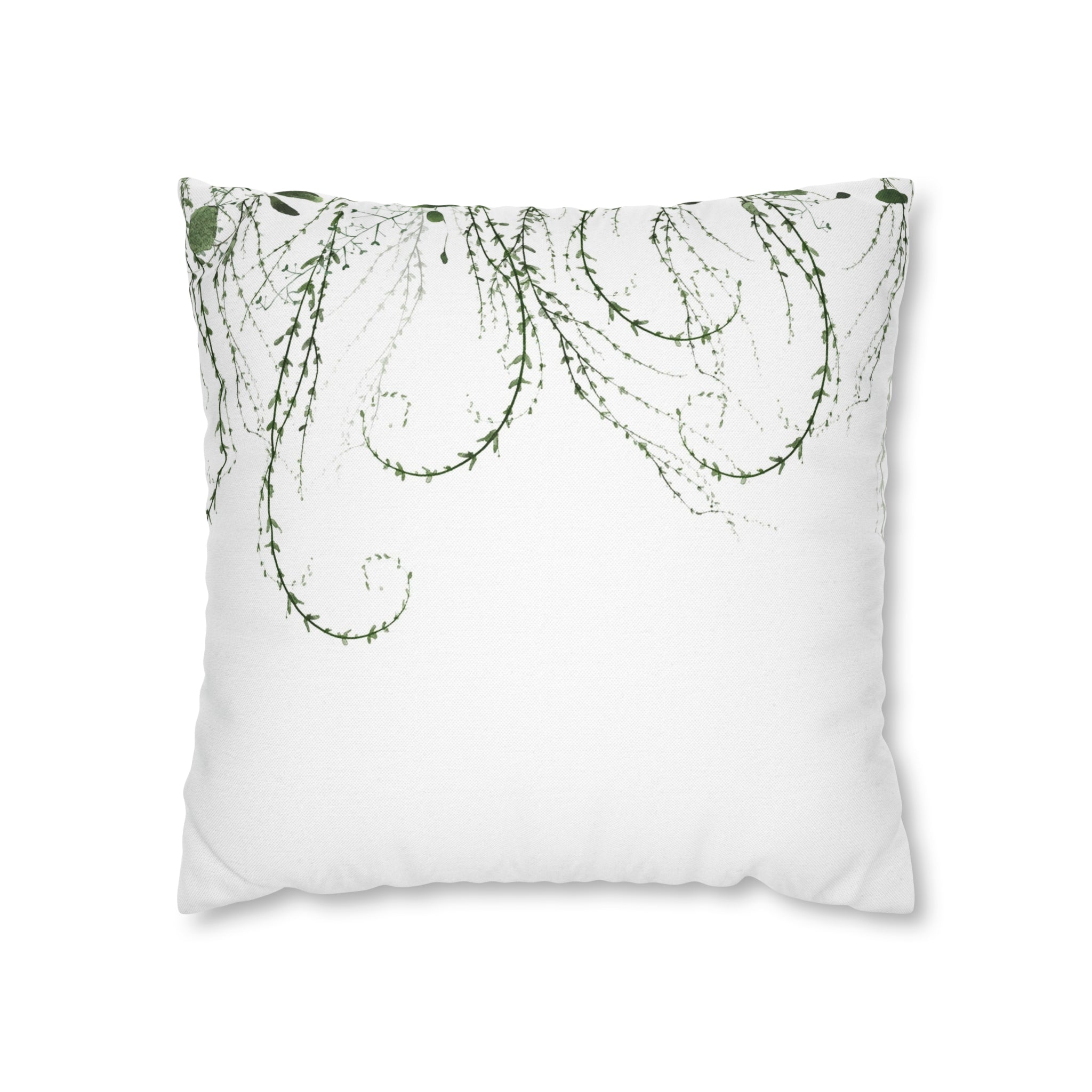 Floral Pillow Cover | White Sage Green Leaves, Minimalist