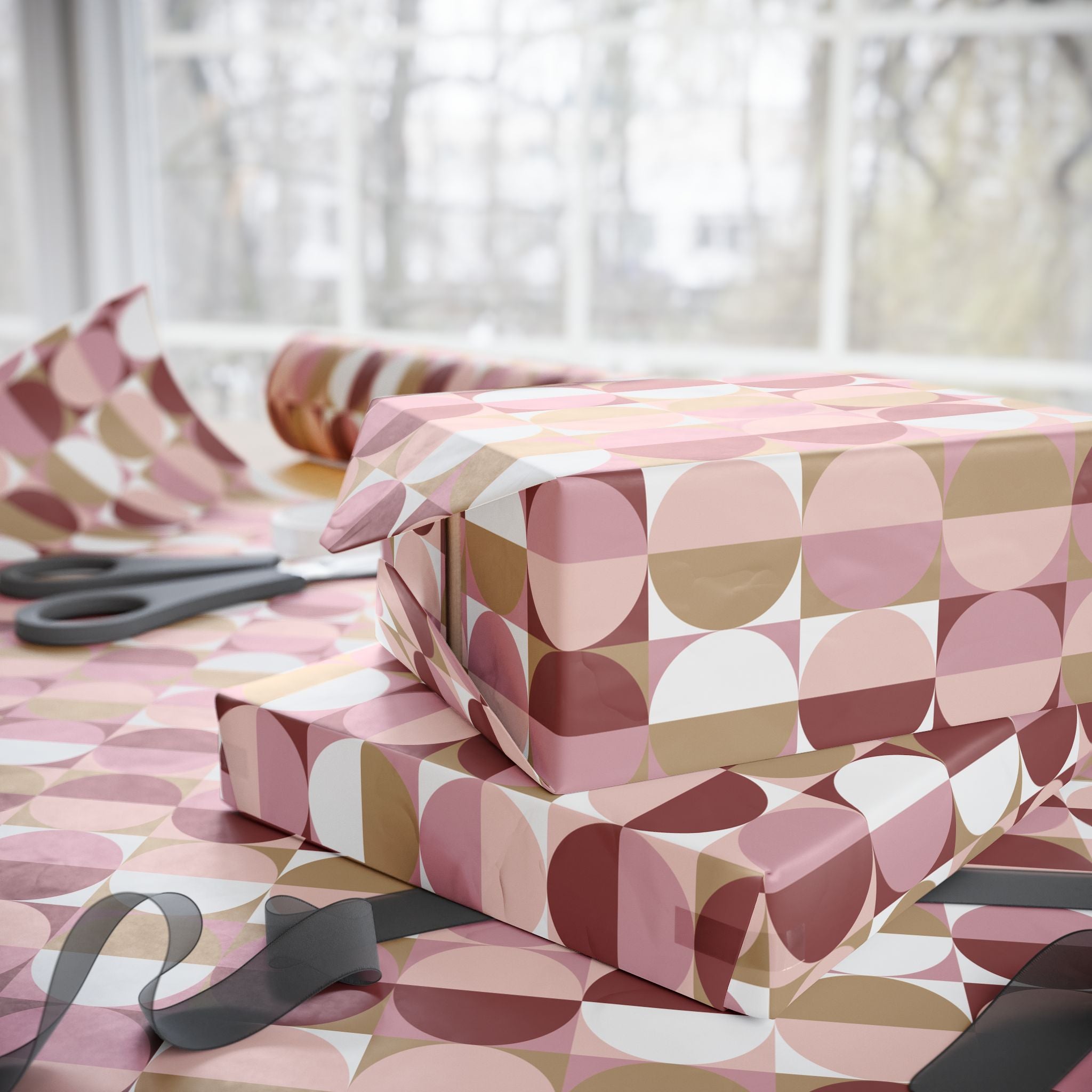 Retro Wrapping Paper, Geometric Gift Wrapping for the Holidays, Birthdays