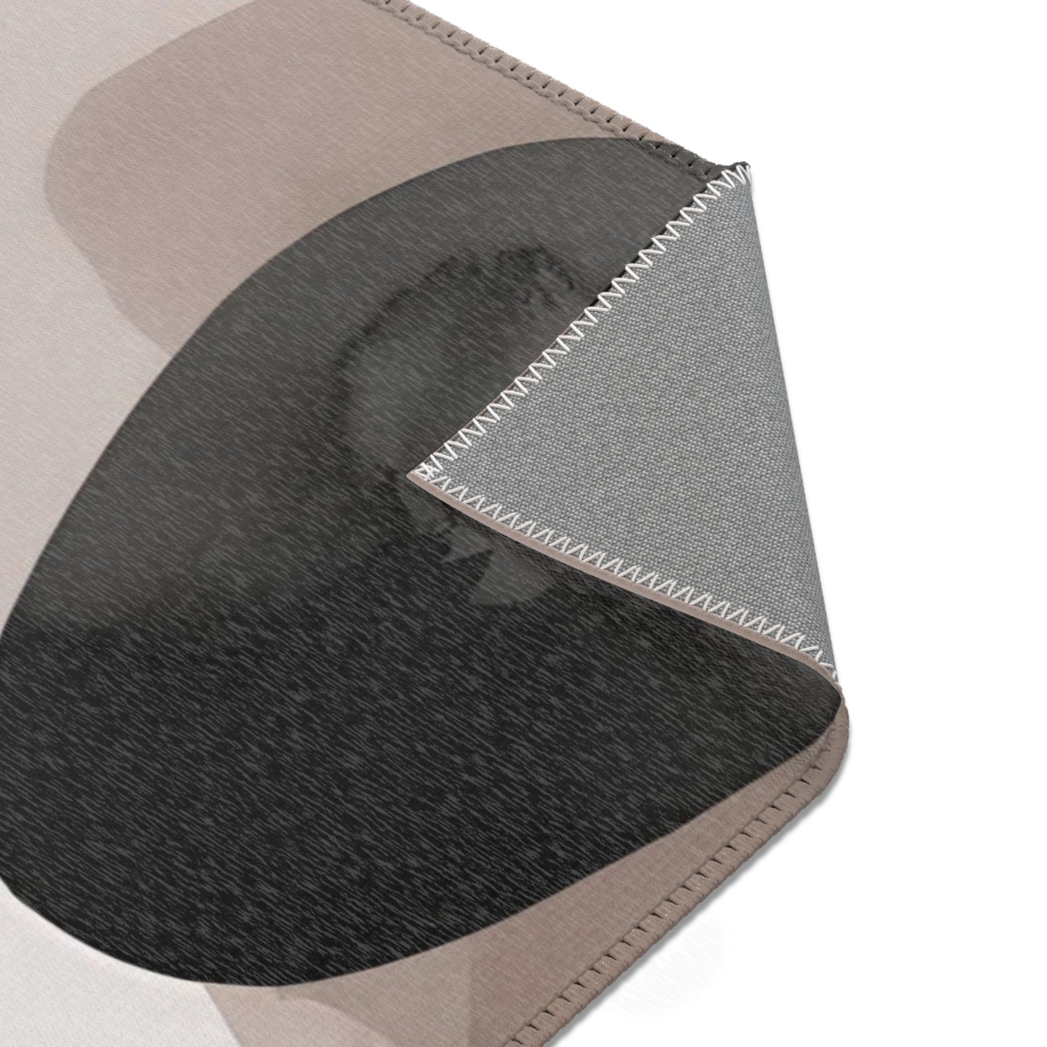 Abstract Area Rug | Black Taupe Bronze White Watercolor