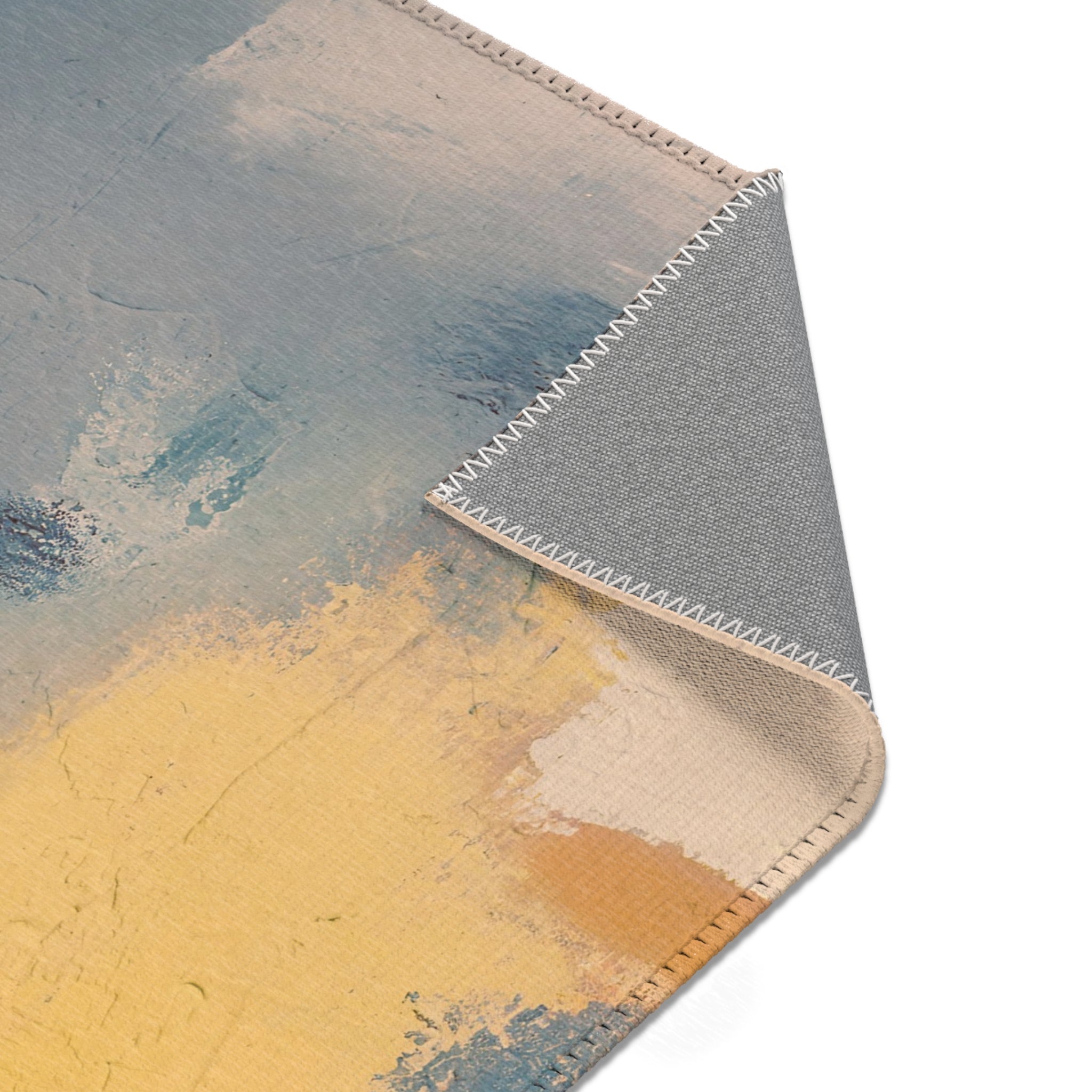 Abstract Large Area Rug | Yellow Blush Blue Muted Watercolor Rug