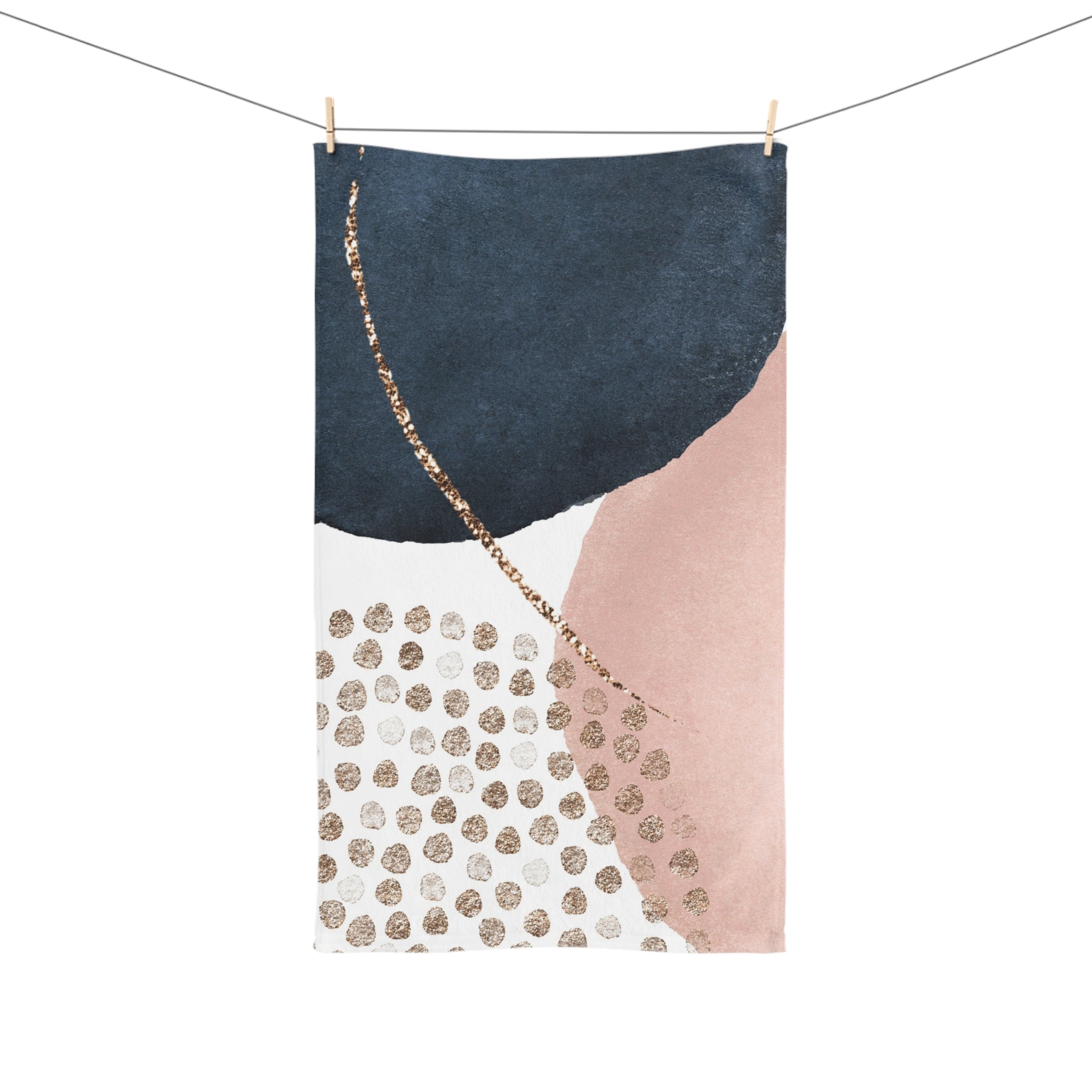 Abstract Kitchen, Bath Hand Towel | Blush Pink, White, Navy Blue Towel