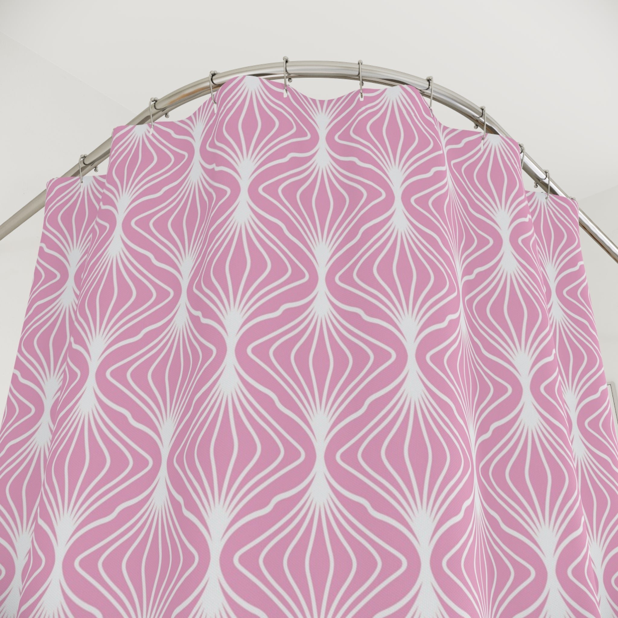 Art Deco Shower Curtain | Pink White Art Nouveau
