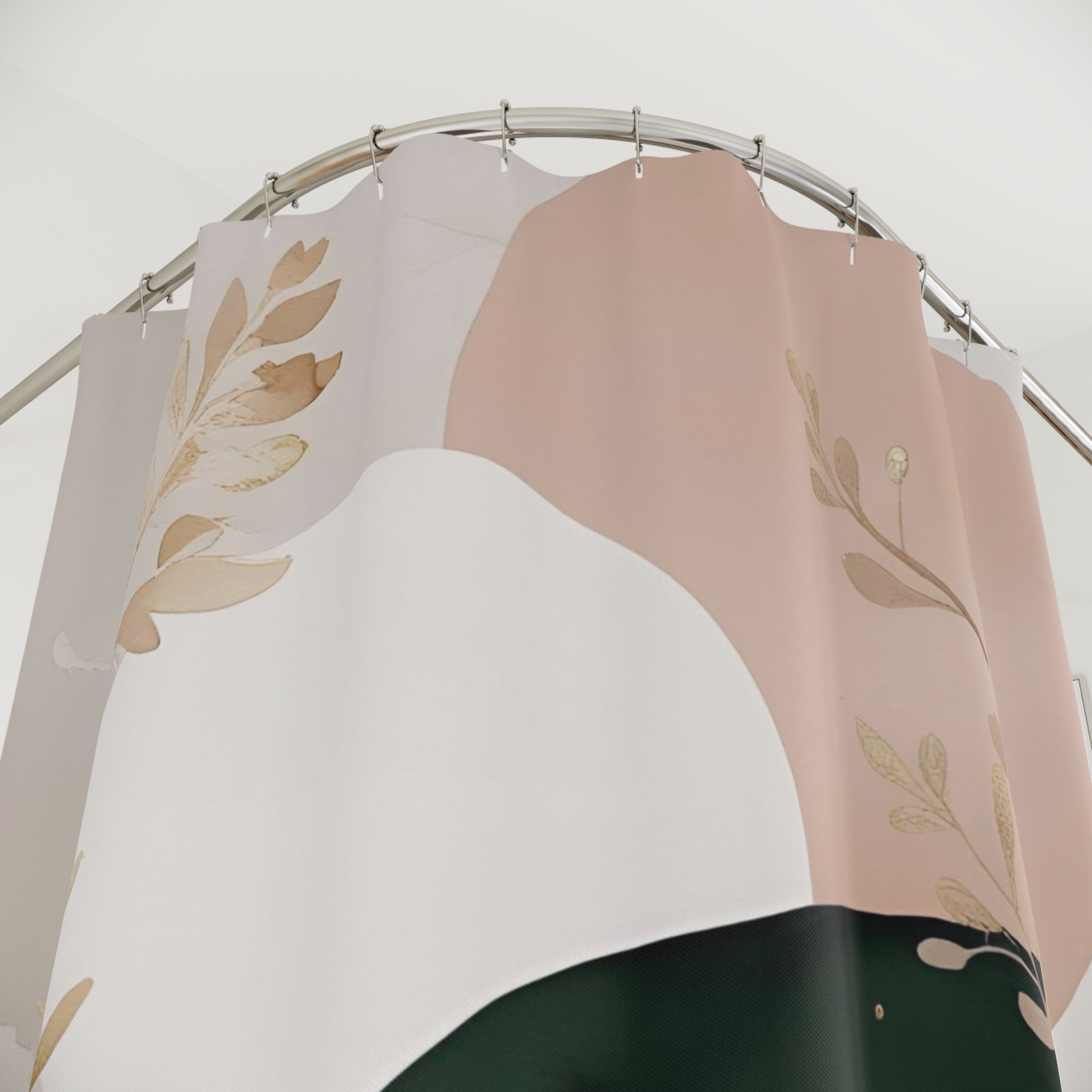 Abstract Shower Curtain | Blush Beige Pink, Muted Gold Sage Green