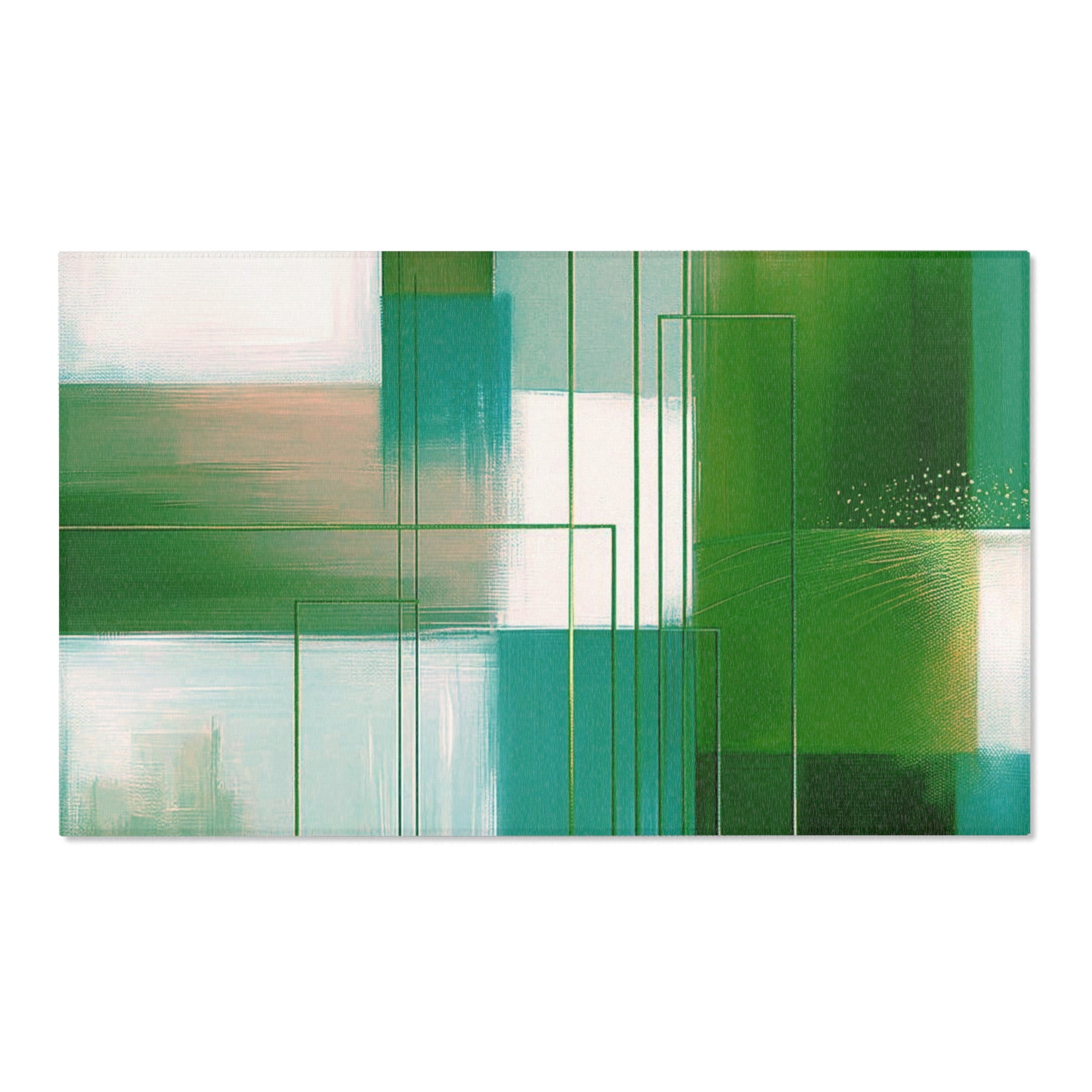 Abstract Large Area Rug | Teal Emerald Green White, Geometric