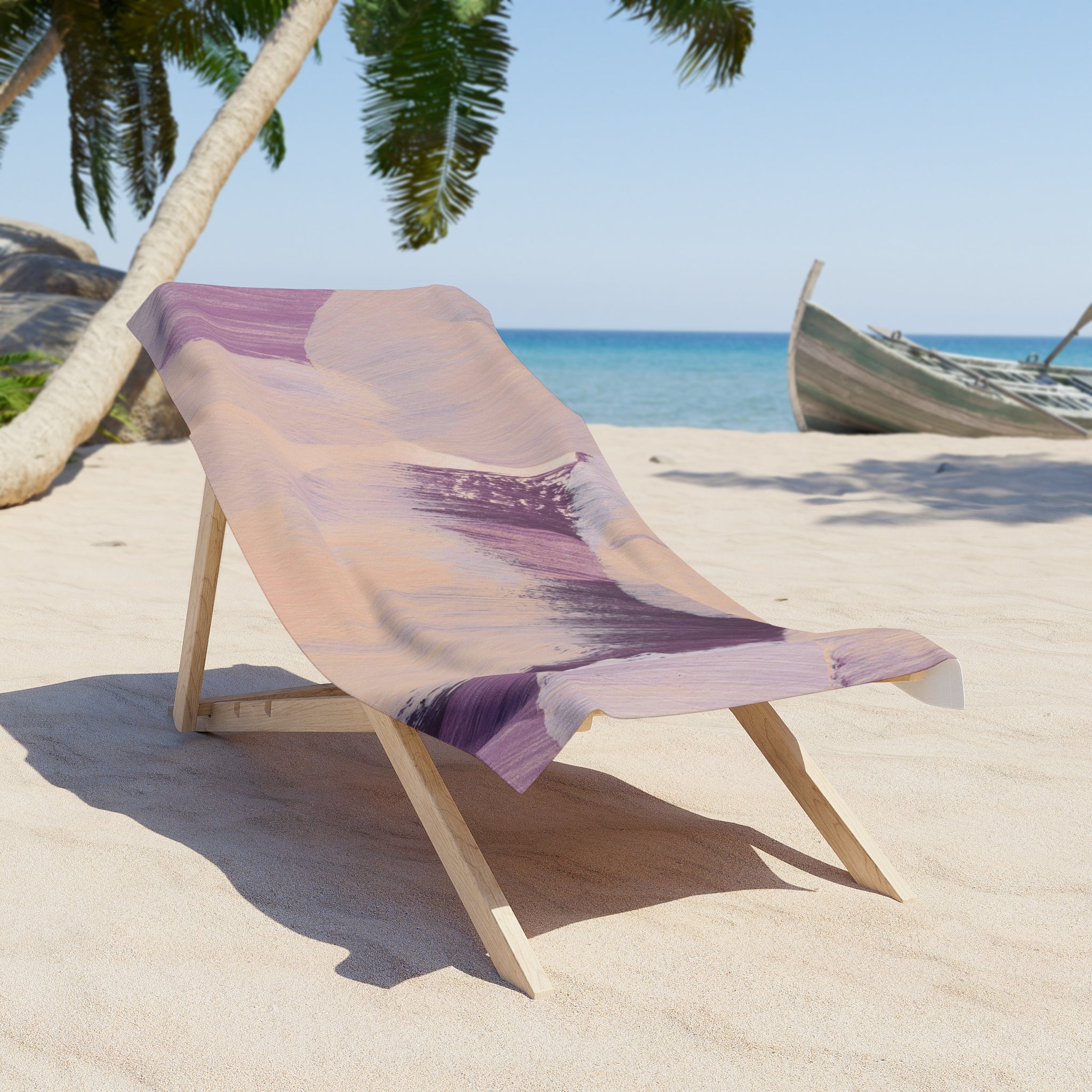 Bath, Beach Towel | Navy Teal Purple Beige Bath Towel