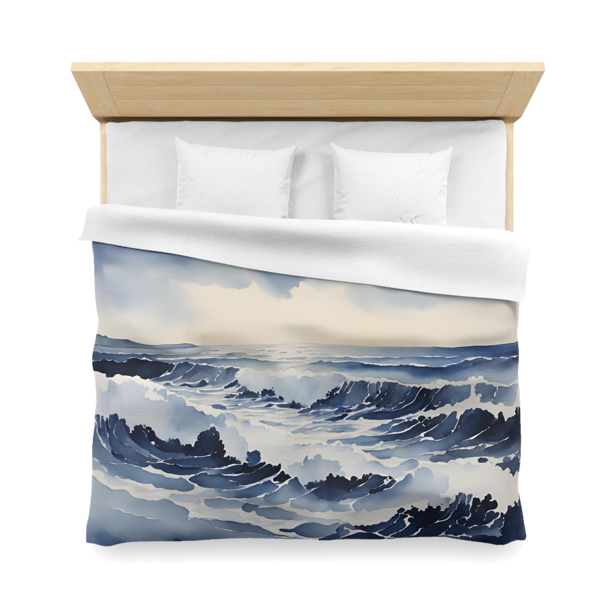Abstract Duvet Cover | Navy Sky, Ocean Waves Ombre | Bedroom Decor