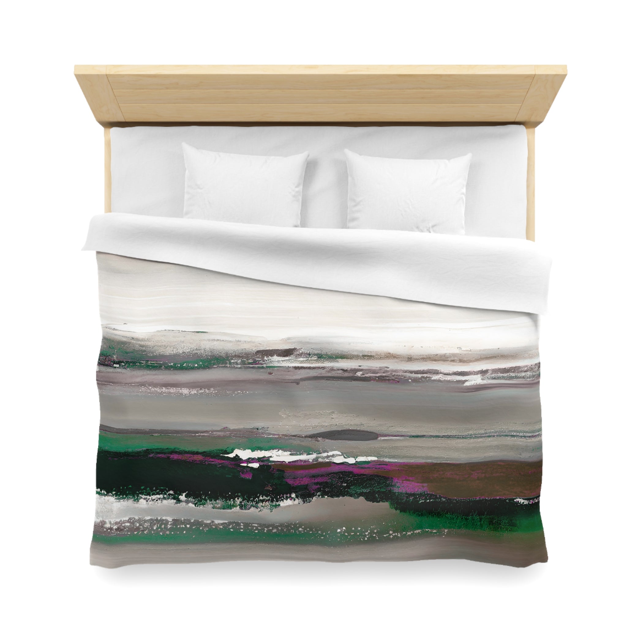 Abstract Duvet Cover | Colorful Green Purple Grey, Ombre
