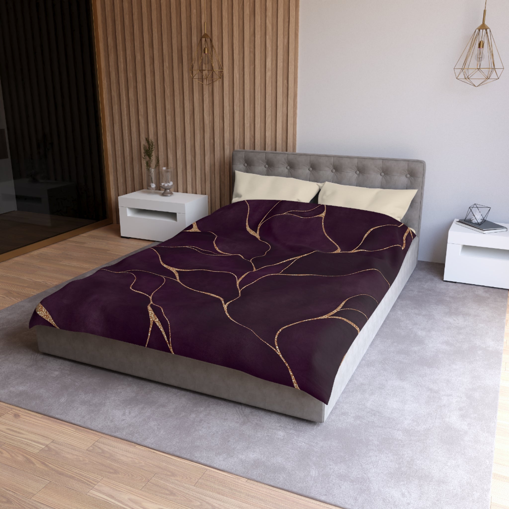 Abstract Duvet, Pillow Cover | Purple Beige Bedroom Decor