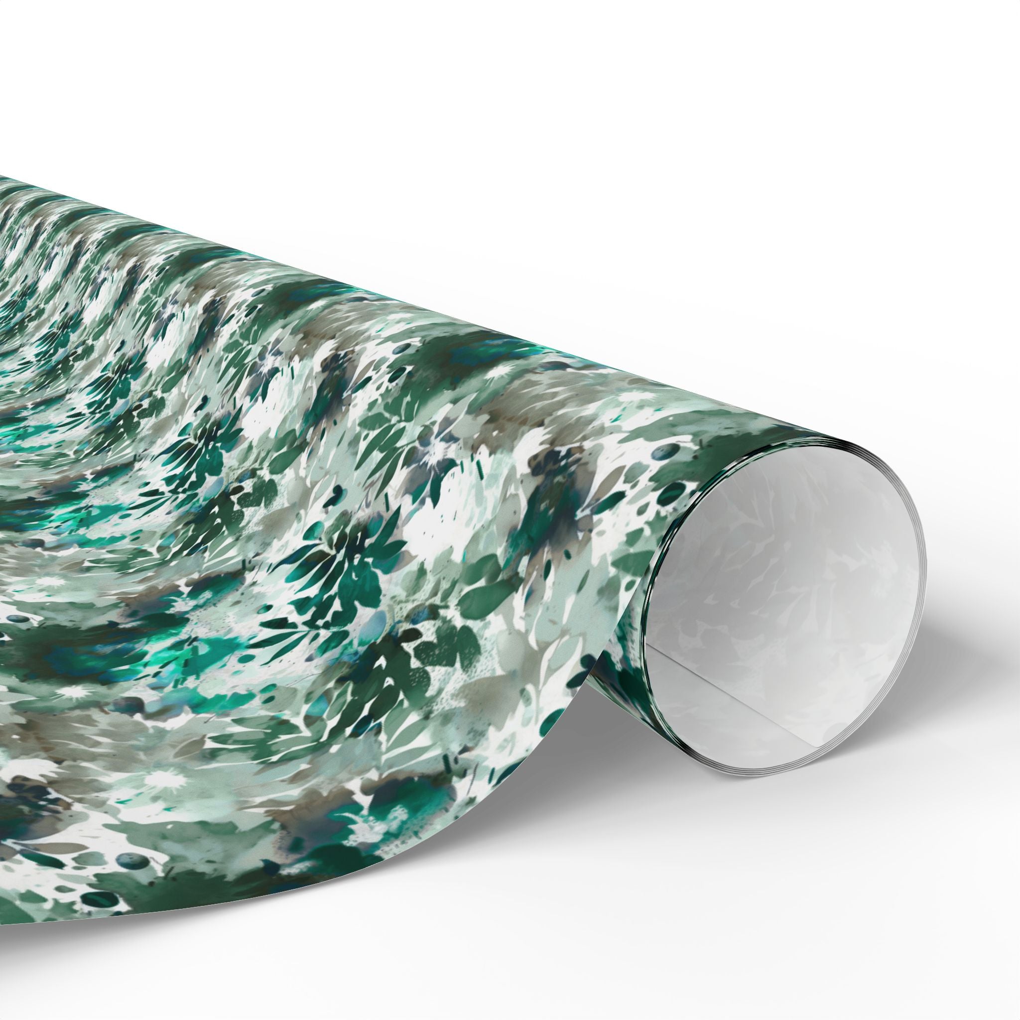 Abstract Leaves Wrapping Paper | Emerald Green Floral Gift Wrap for the Holidays, Birthdays