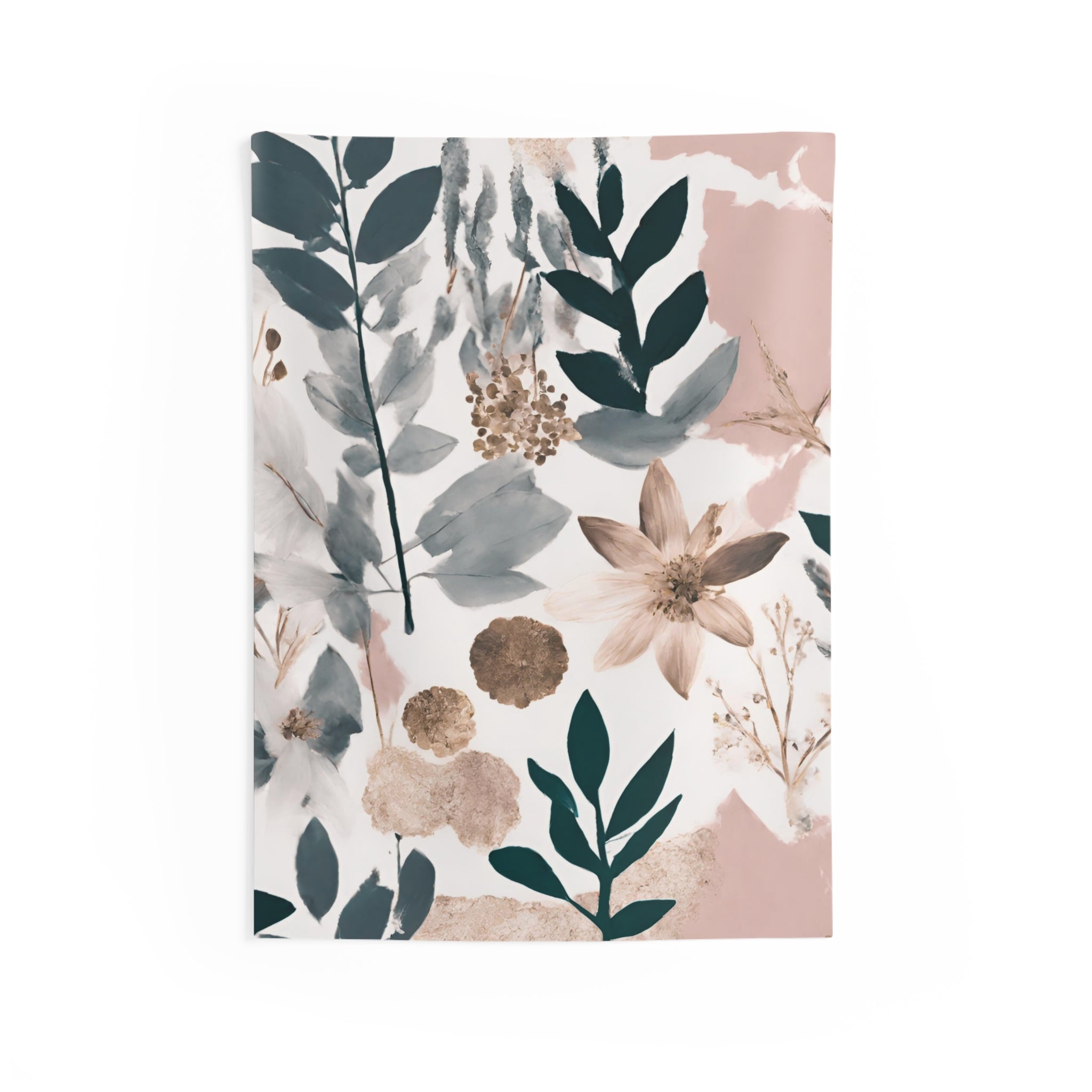 Abstract Floral Wall Hanging Fabric Tapestry; Watercolor