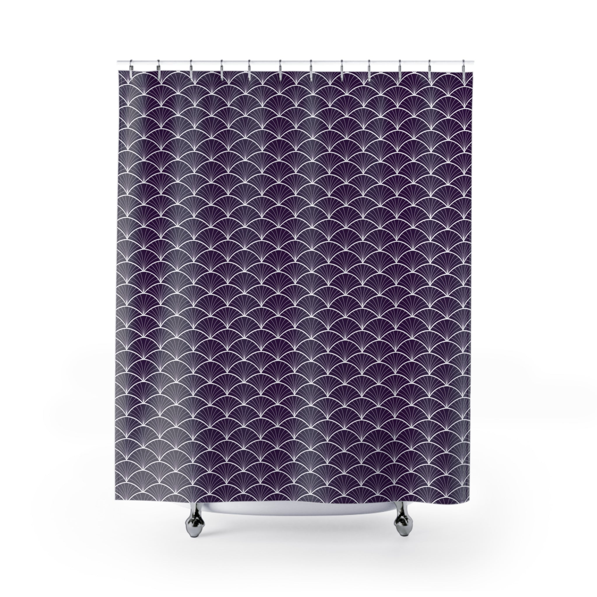 Boho Art Deco Shower Curtain | Purple White Art Nouveau