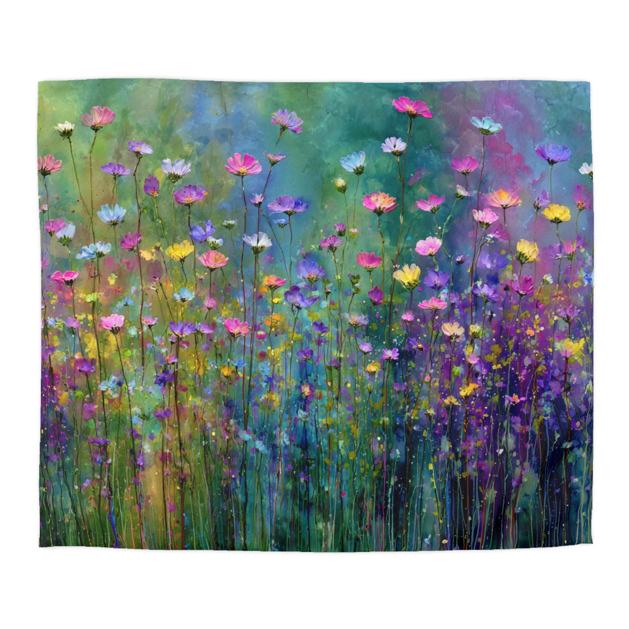Floral Duvet, Pillow Cover | Green Purple Bedroom Decor