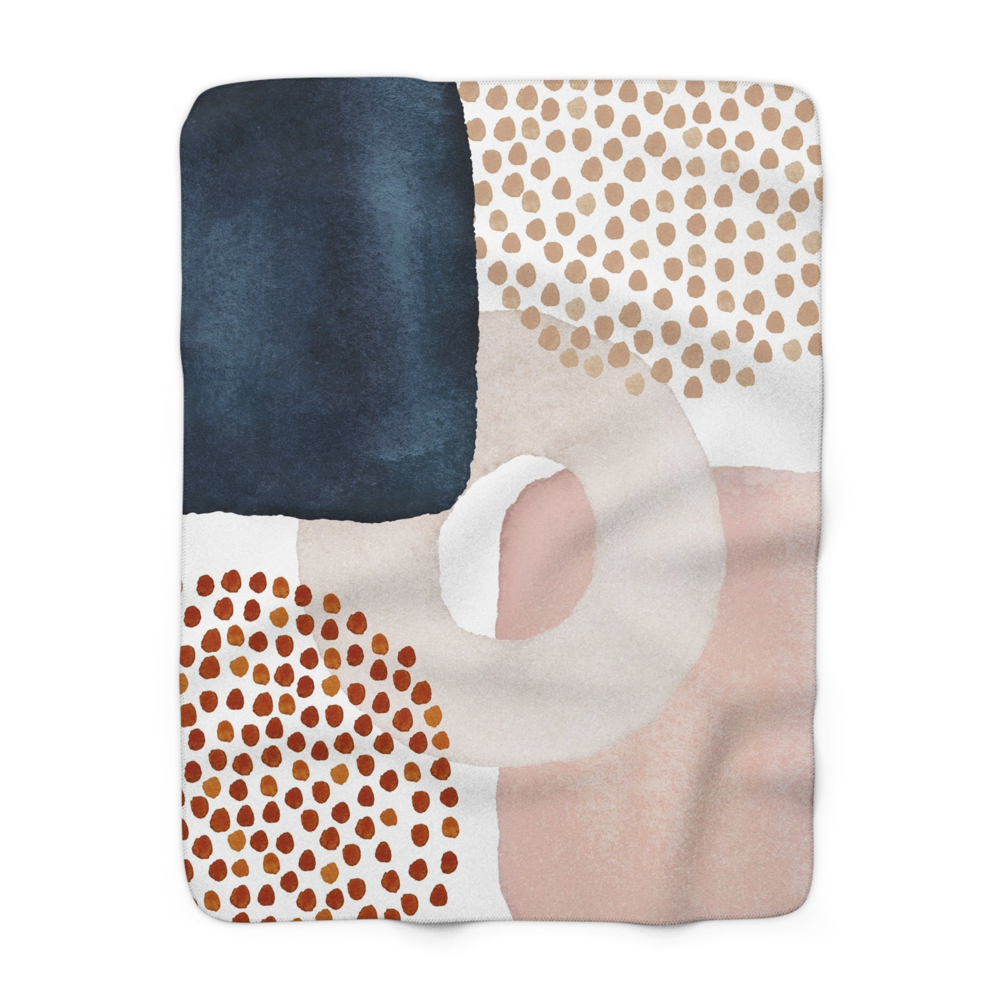 Abstract Throw Blanket | Navy Blue, Rust Red, Blush Pink Modern Art