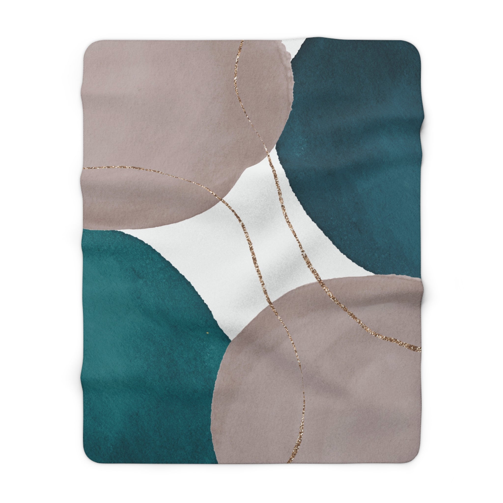 Abstract Throw Blanket | Taupe Green, Teal Blue Taupe