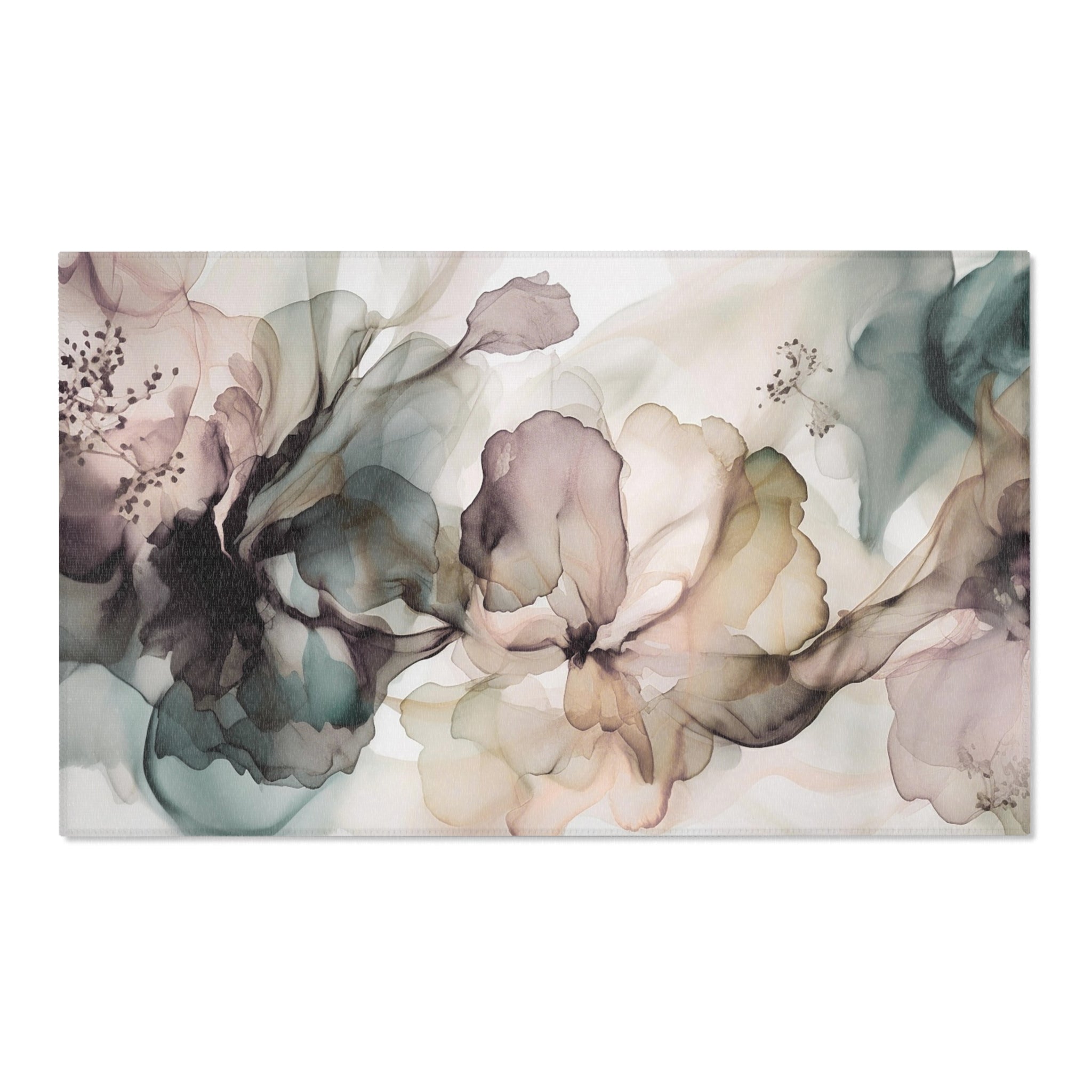 Abstract Large Area Rug | Modern Ombre Floral Watercolor Rug