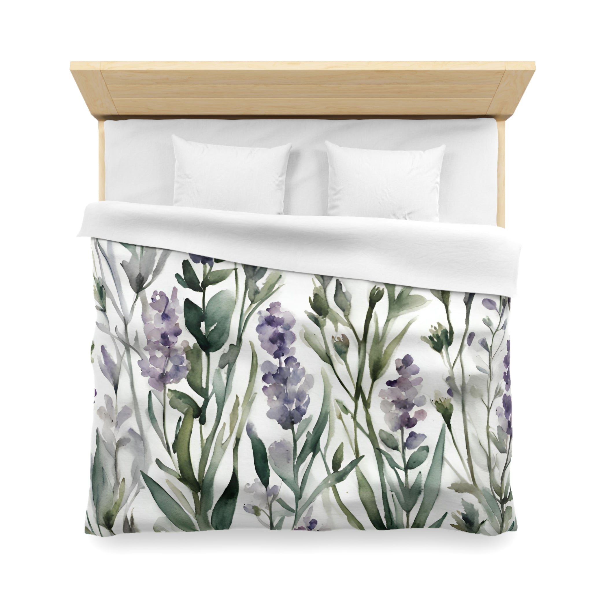 Floral Duvet Cover | Lavender Purple, Sage Green | Bedroom Decor