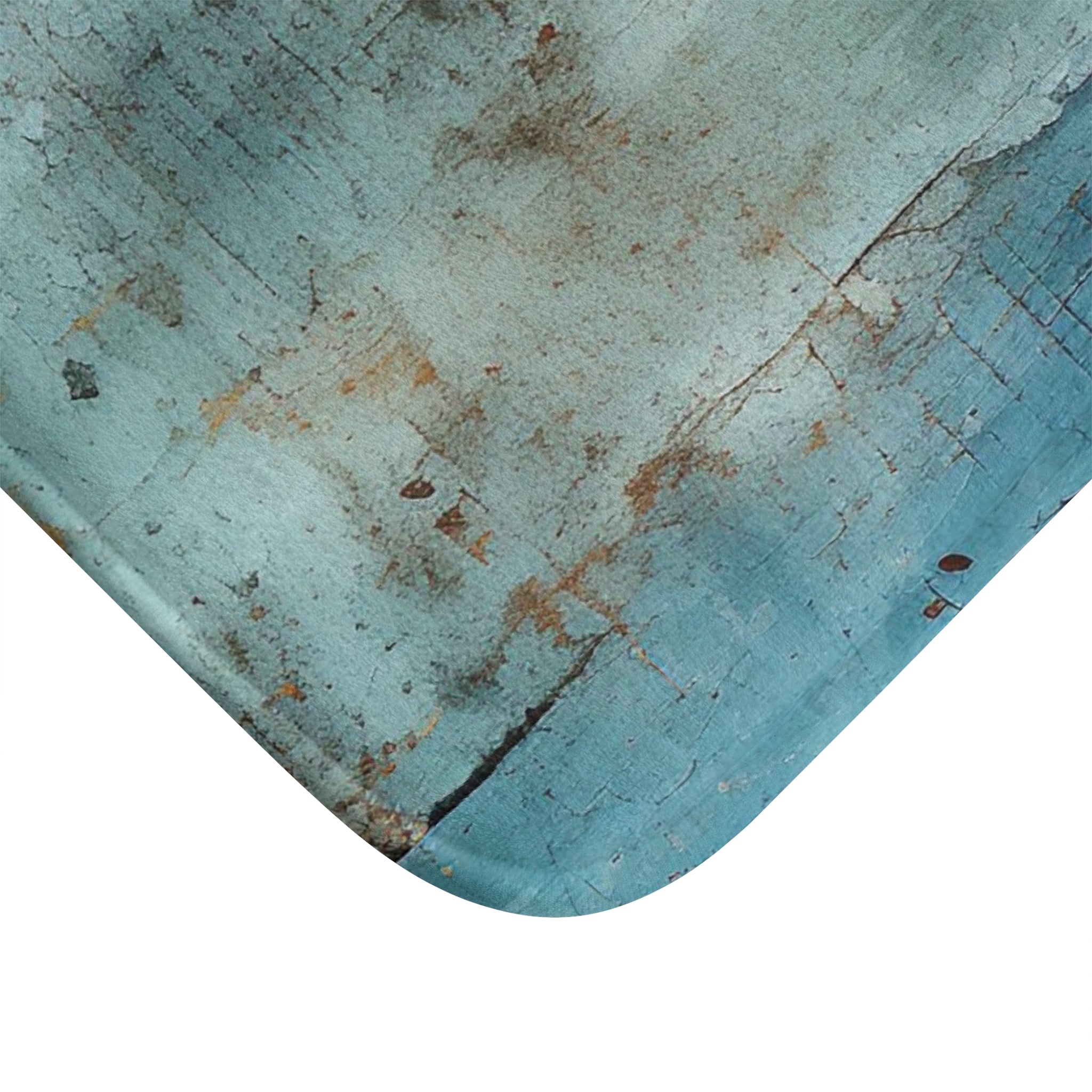 Rustic Bath Mat | Blue Faded Wooden Print