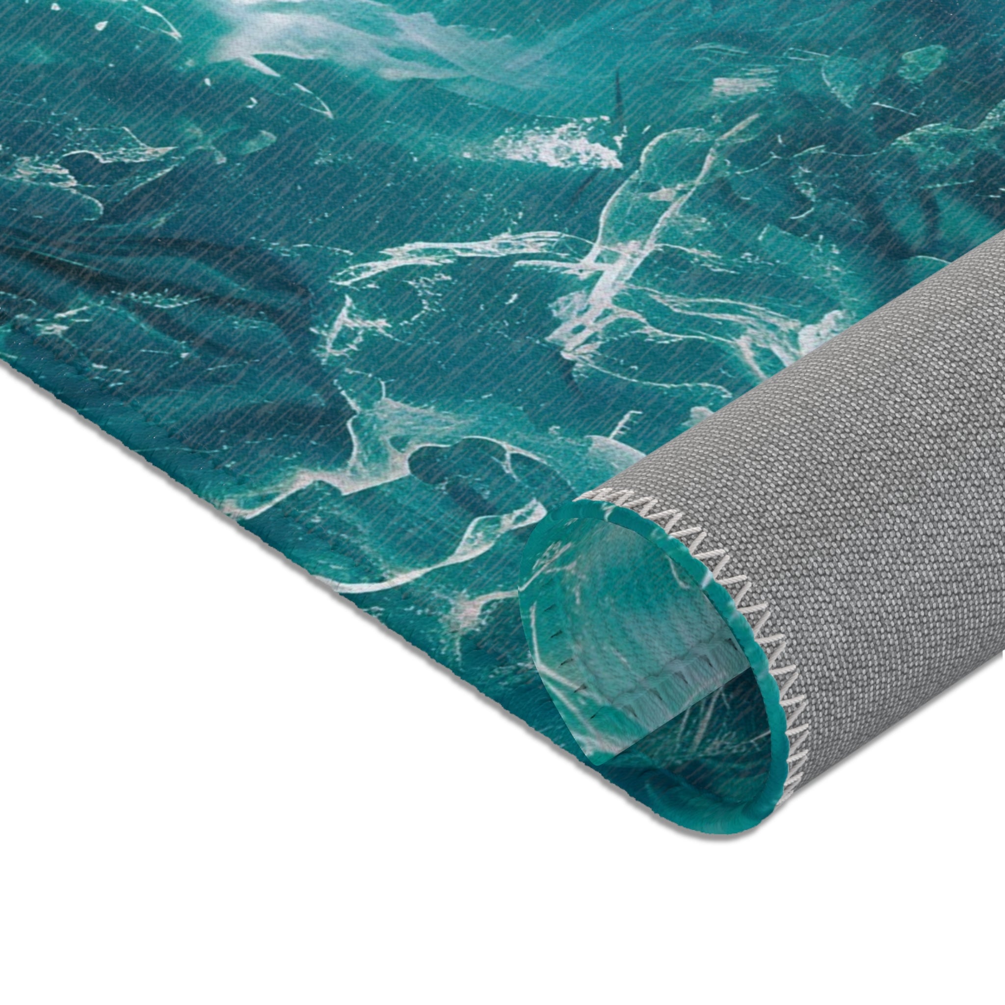 Abstract Area Rug | Teal Green Ocean Watercolor