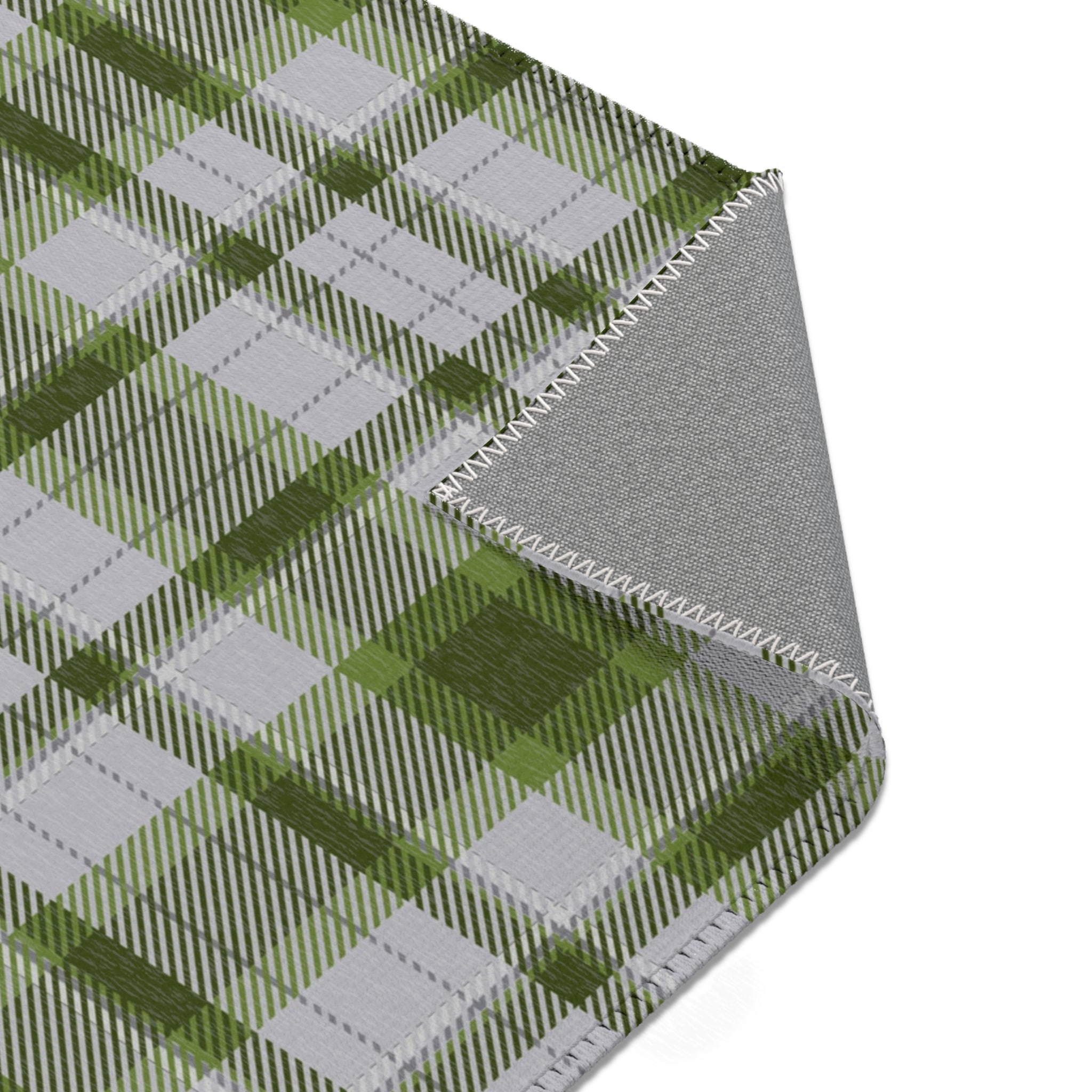 Boho Plaid Area Rug | Sage Green, Grey Rug