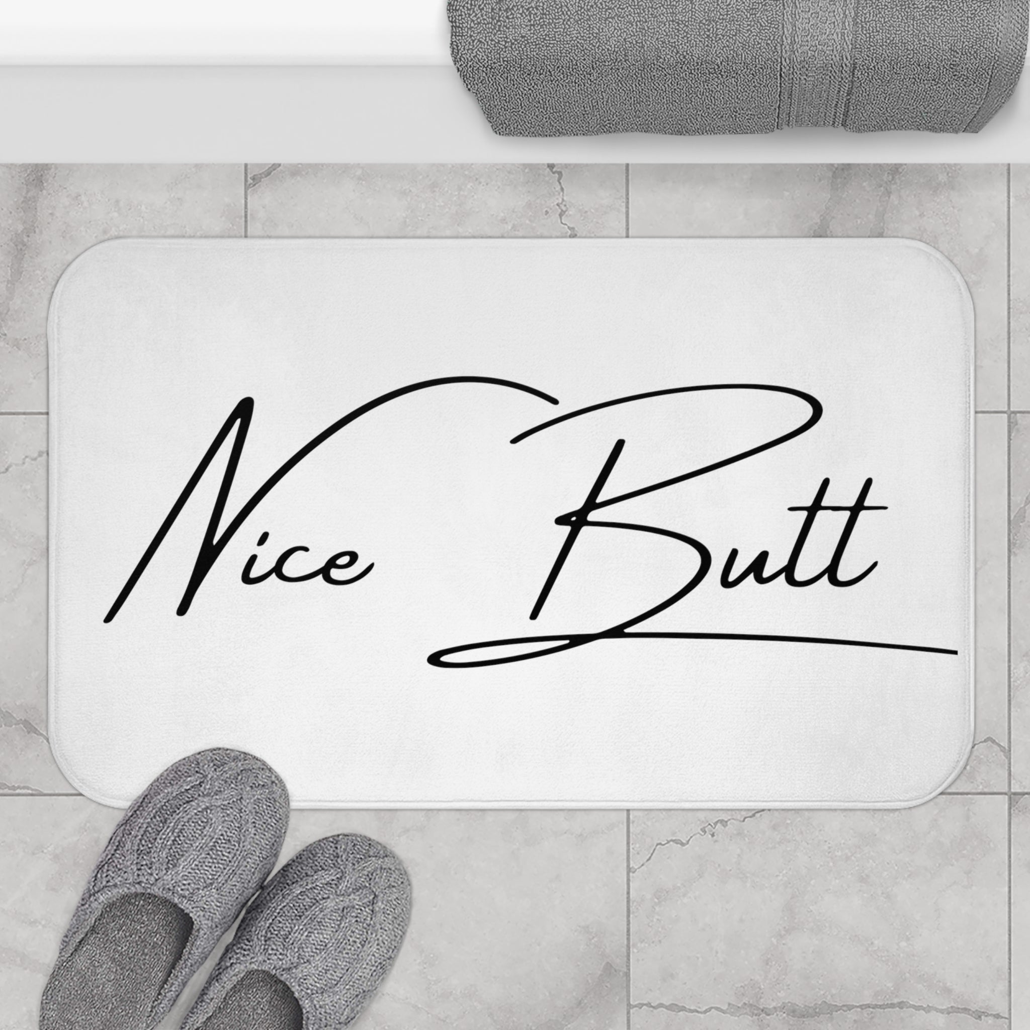Cute Bath Mat | Nice Butte, Cute White Black Bathroom Rug