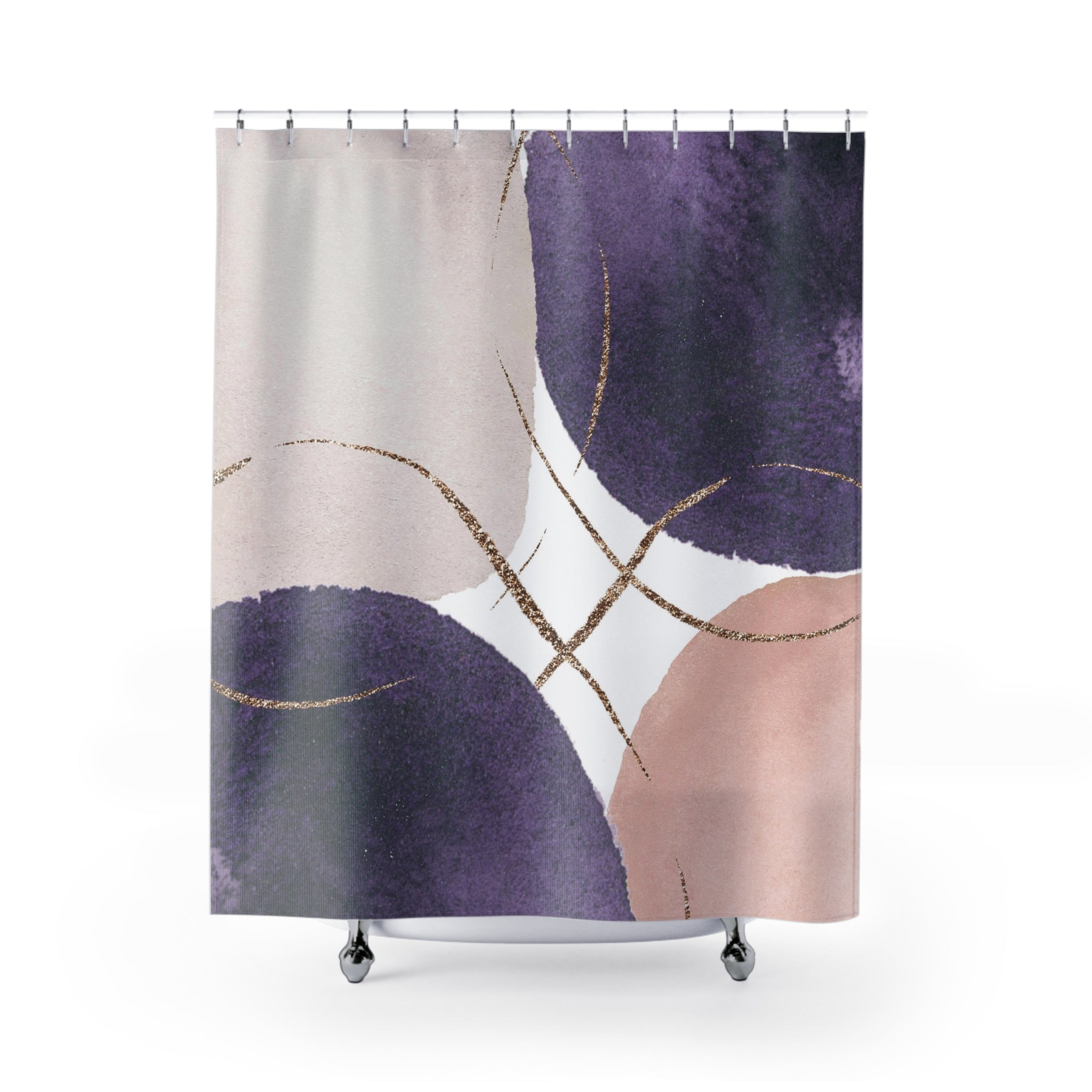 Abstract Shower Curtain | Lavender Purple, Ivory Blush Pink