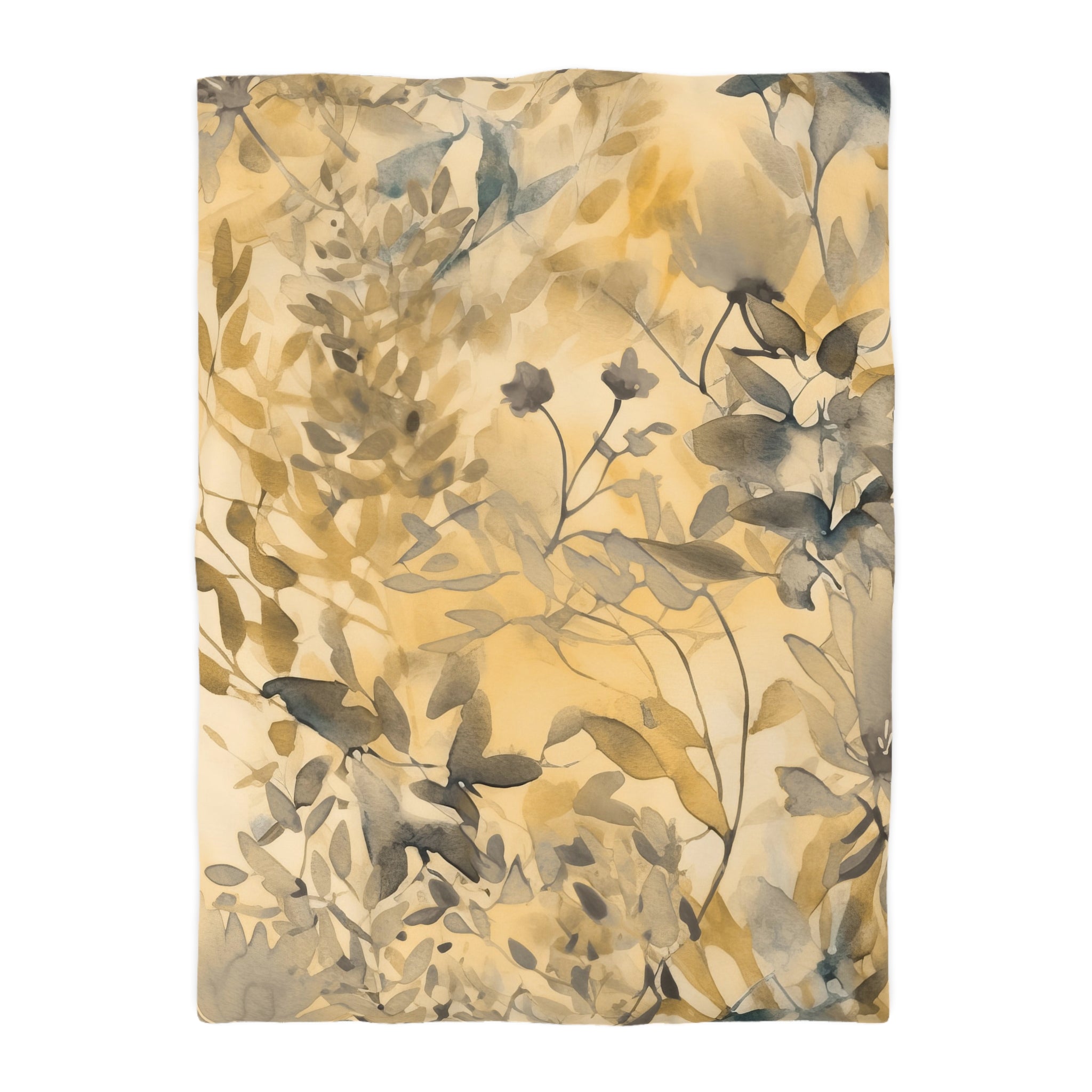 Floral Duvet, Pillow Cover | Beige Grey Leaves Bedroom Decor