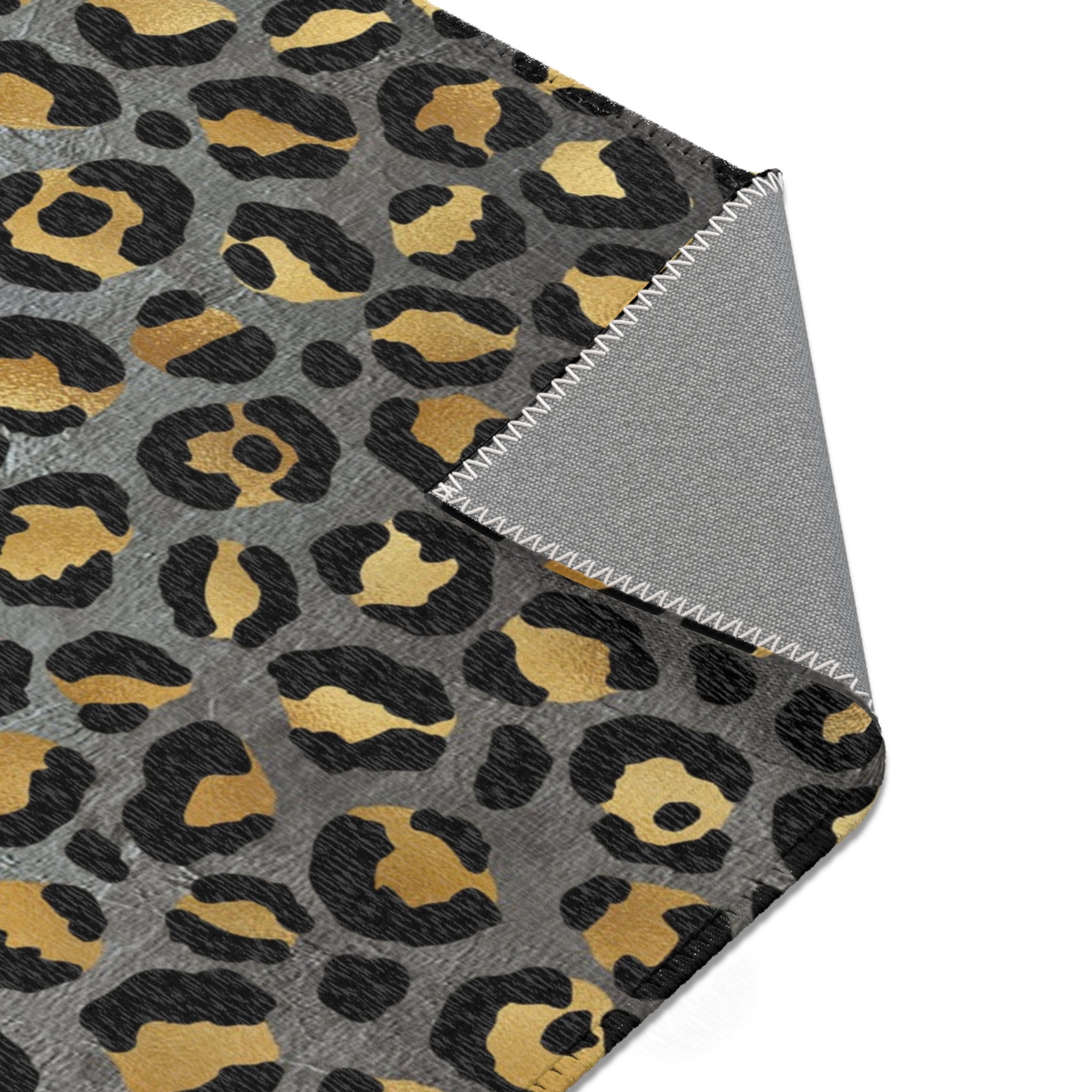 Large Area Rug | Grey Blue Black, Beige Leopard Animal Print