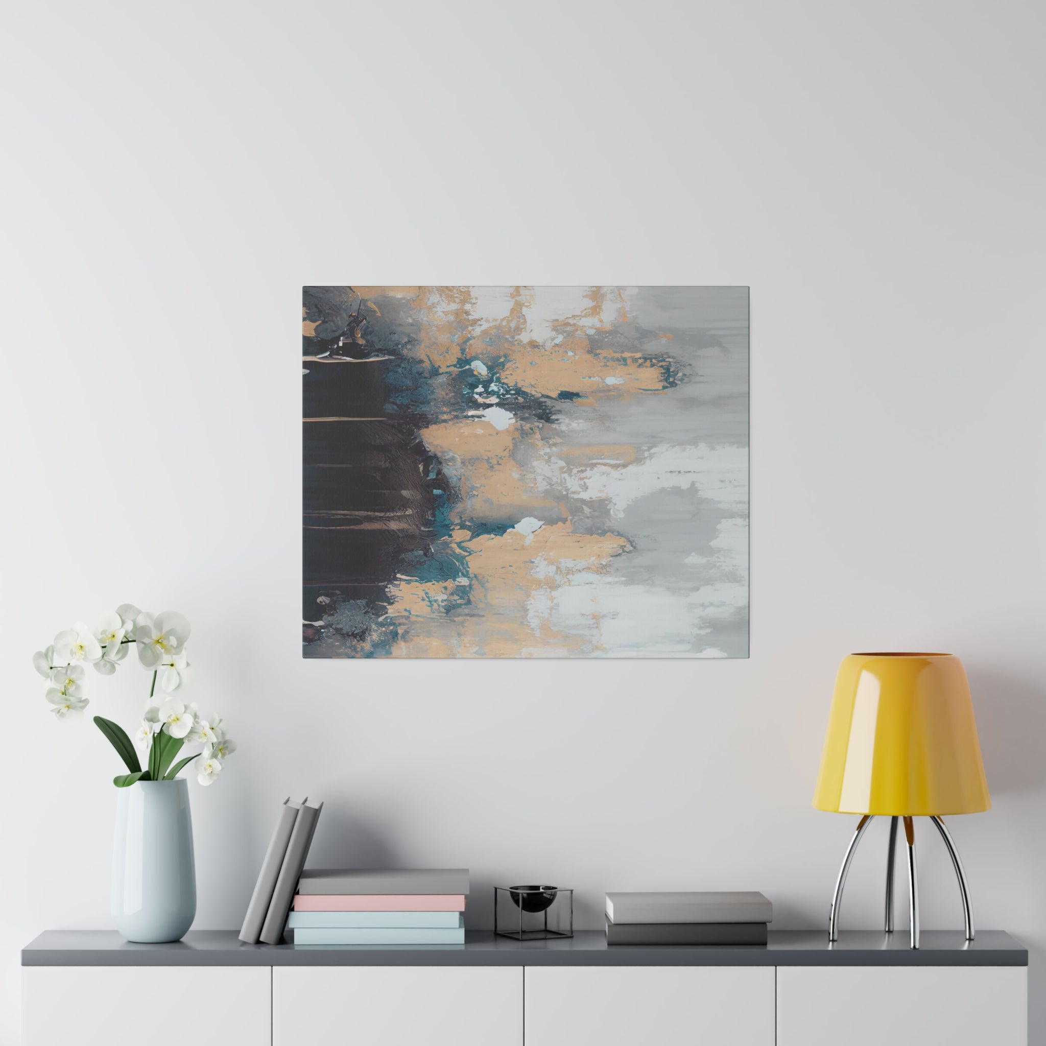 Canvas Wall Art | Earthy Beige Teal Navy Blue Wall Artwork