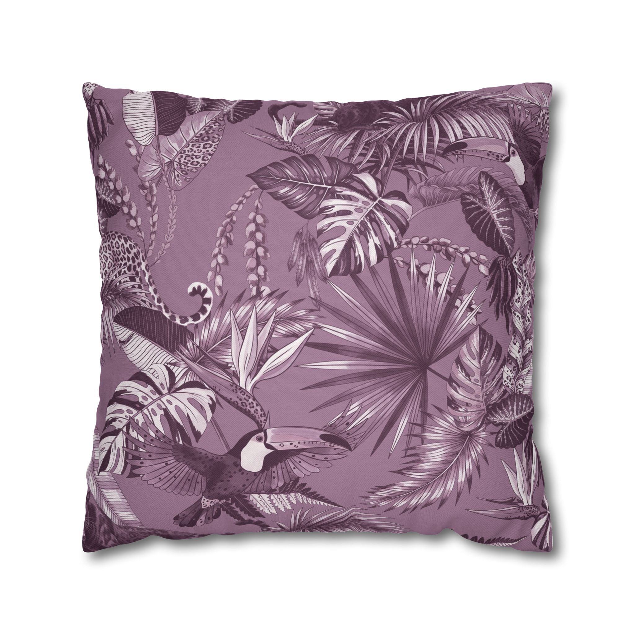 Jungel Throw Pillow Cover, Plum Coastal Nature Decor Cushion