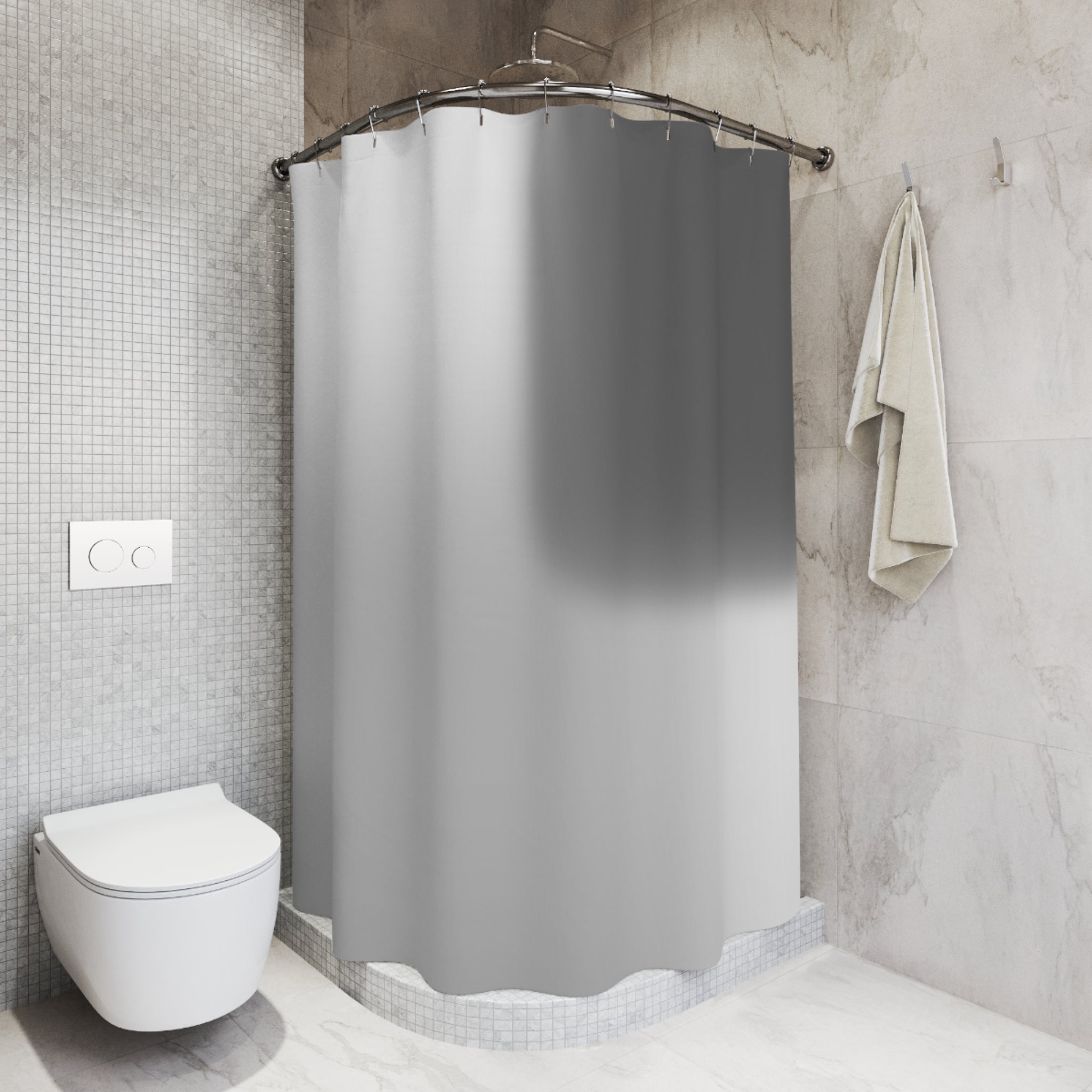 Grey Shower Curtain | Ombre Minimalist Fabric Curtain