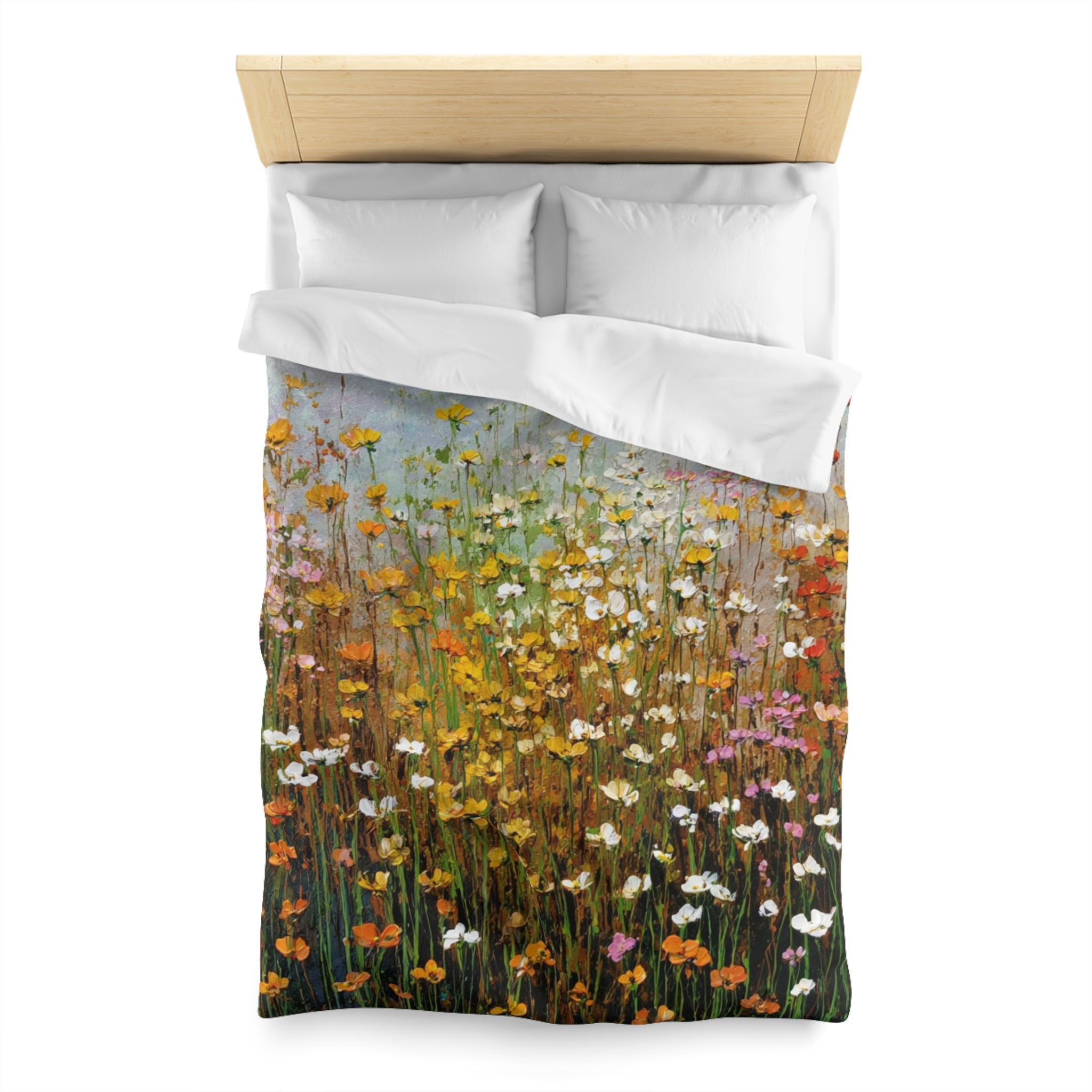 Floral Duvet, Pillow Cover | Orange Green Bedroom Decor