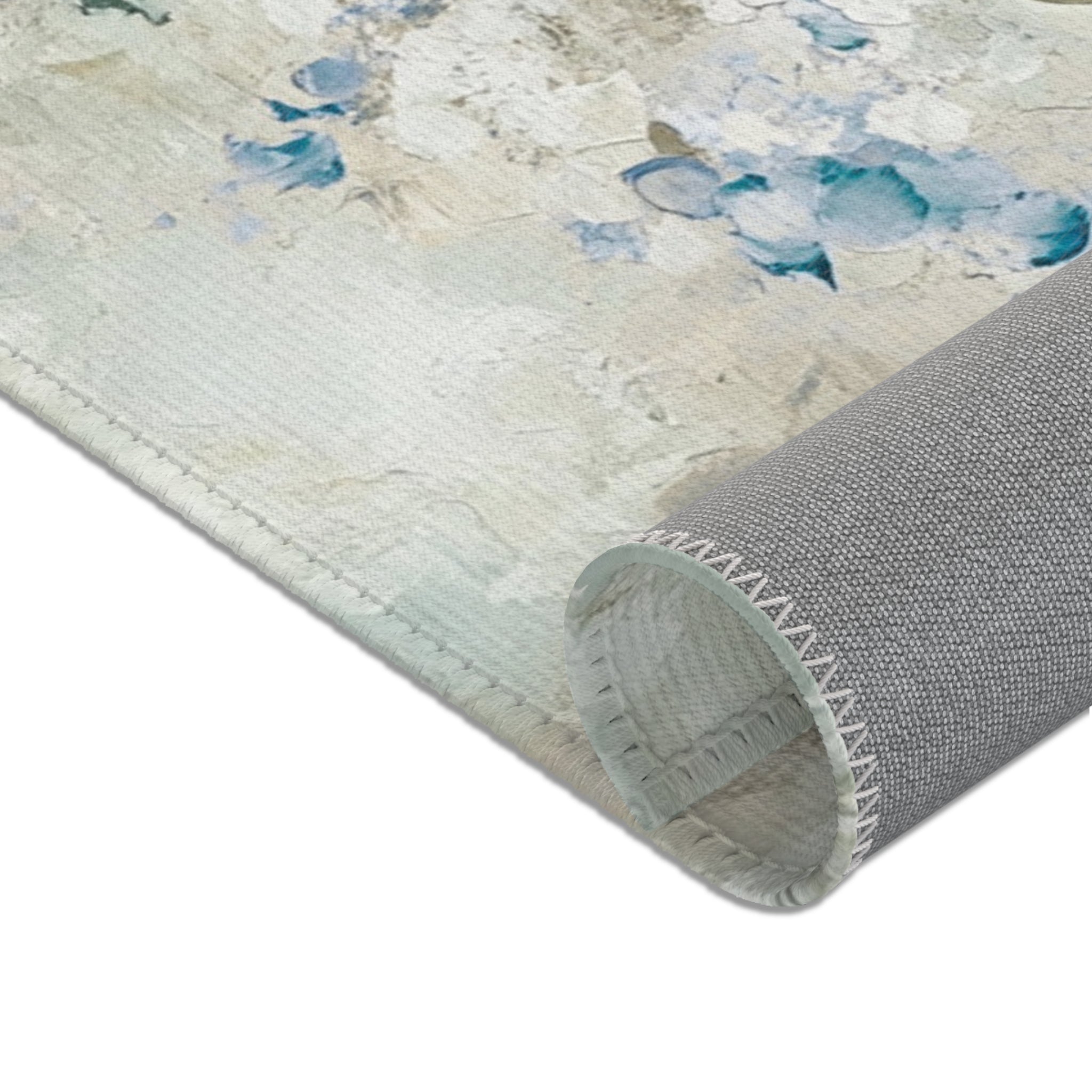 Abstract Large Area Rug | Mint Blue White Green Watercolor Rug