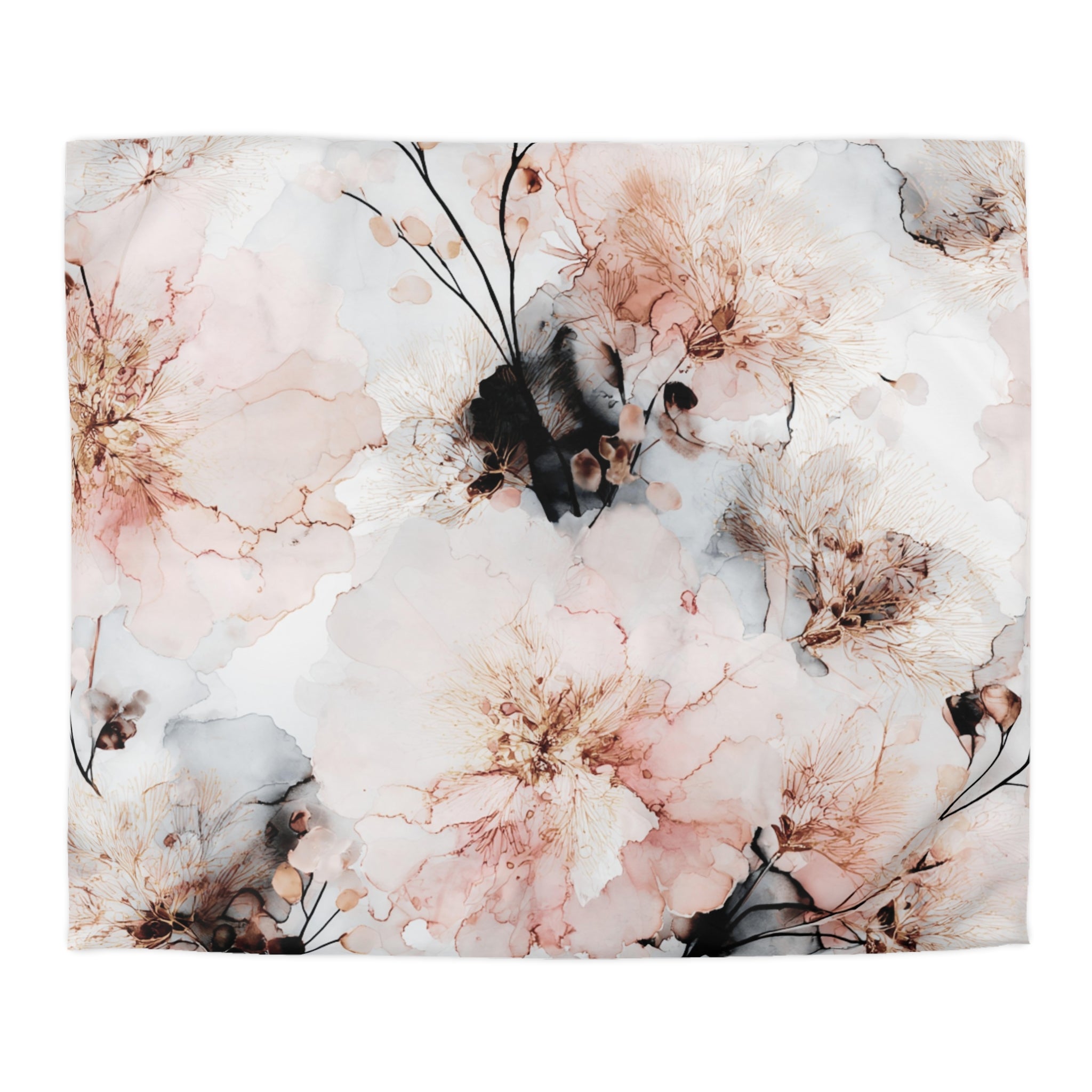 Floral Duvet, Pillow Cover | Grey Blush Bedroom Decor