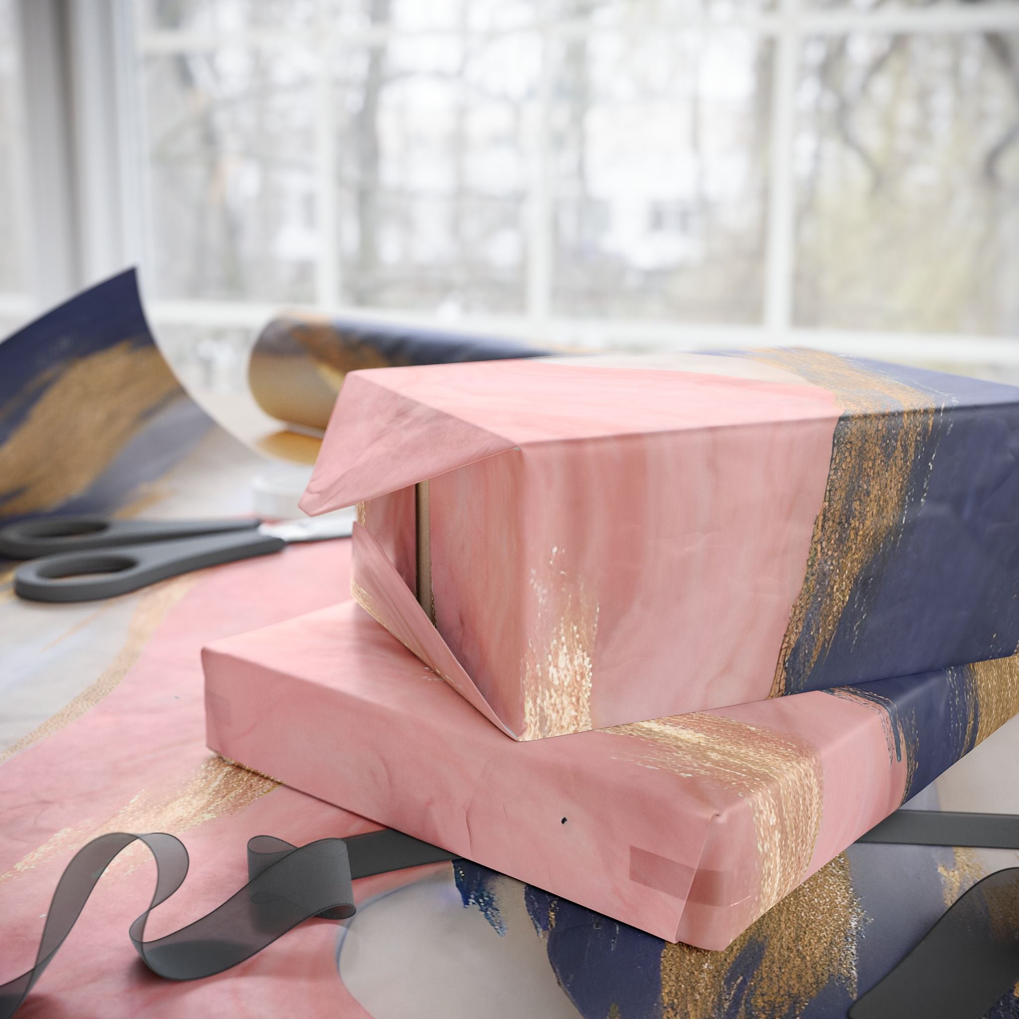 Abstract Wrapping Papers, Pink Blue Gift Wrapping for the Holidays, Birthdays, and any other occasions,
