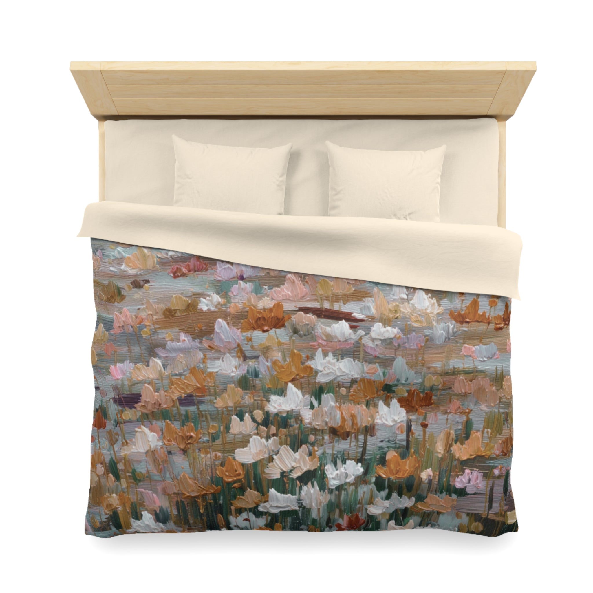 Floral Duvet, Pillow Cover | Grey Peach Bedroom Decor