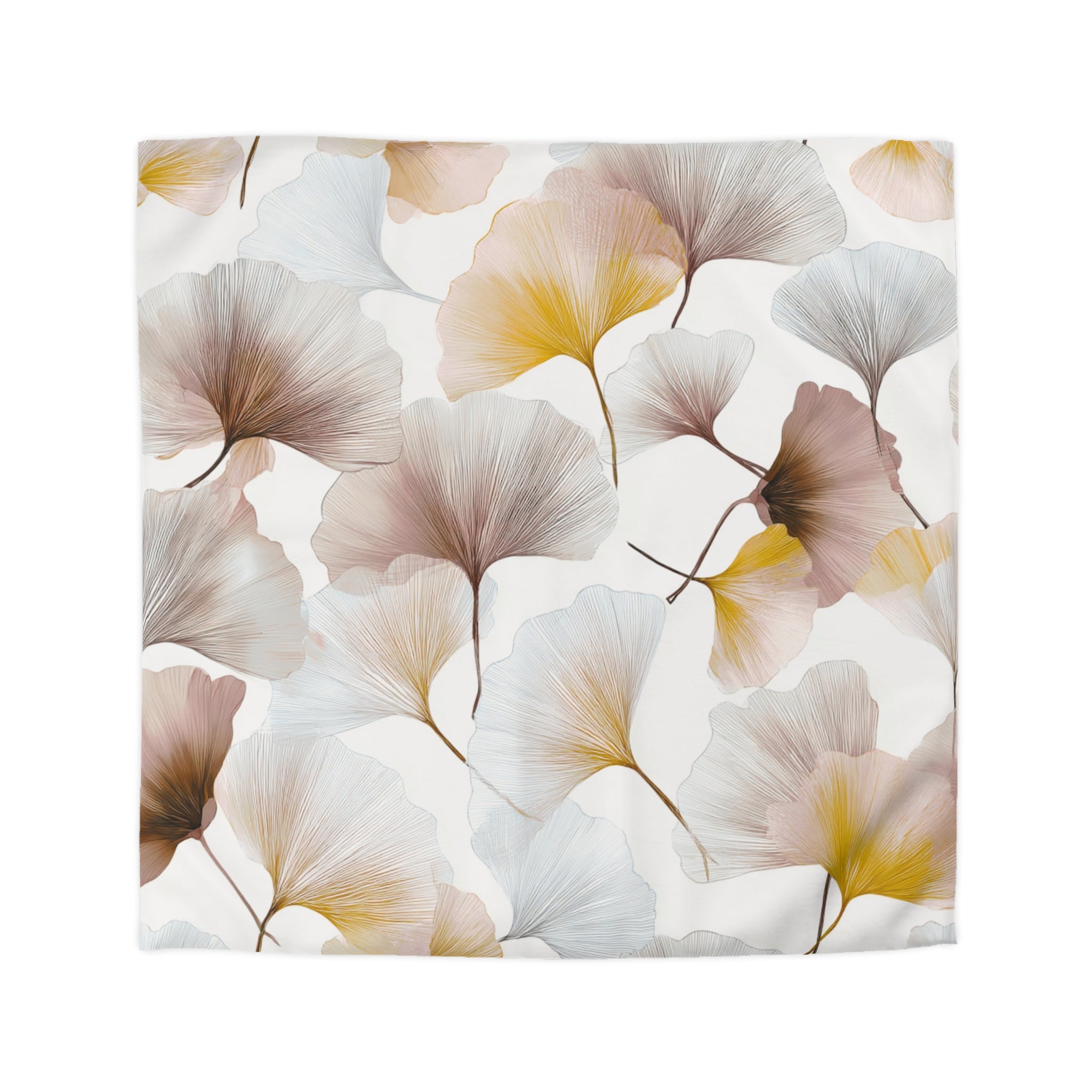 White and yellow floral duvet cover and pillow set, full bedding view