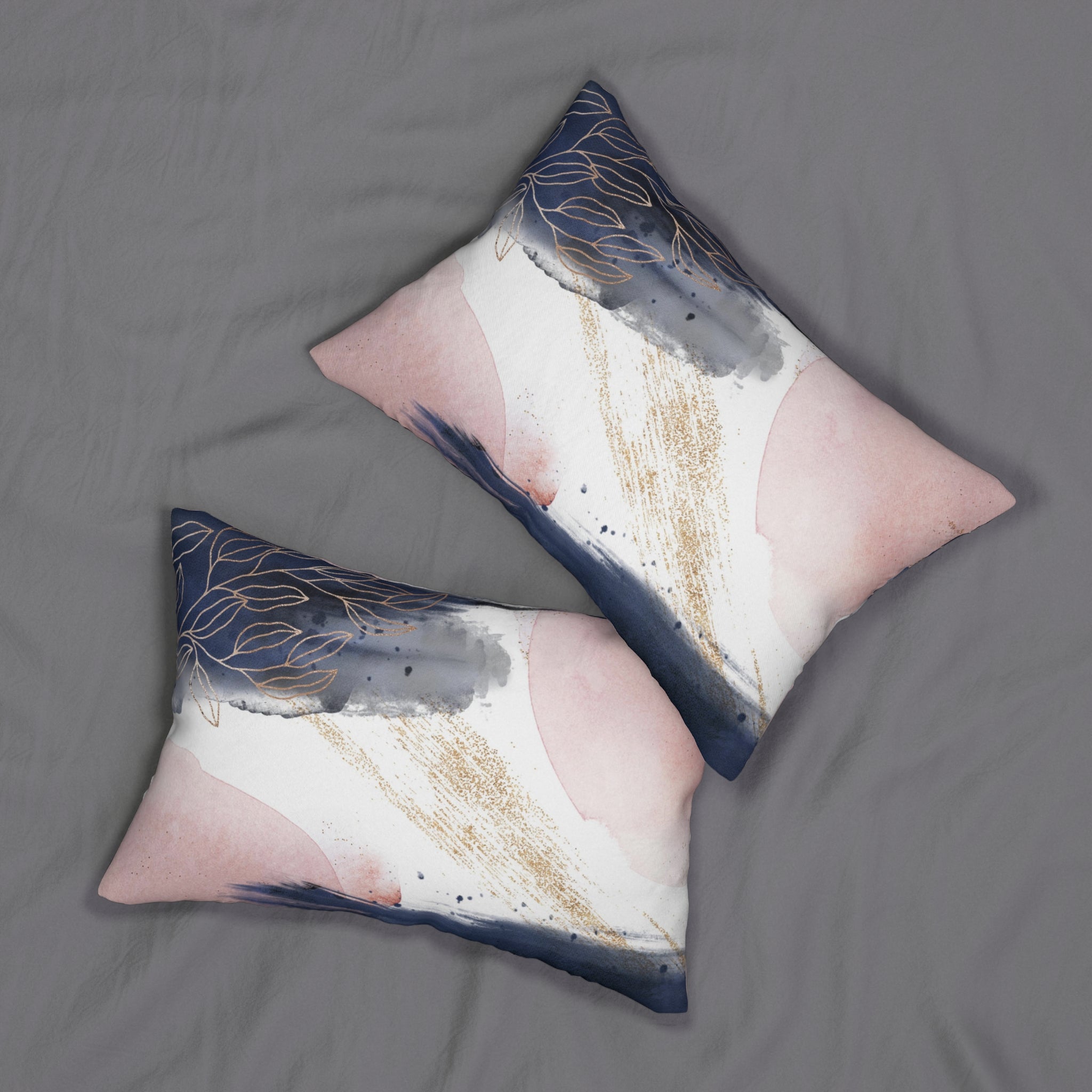 Abstract Lumbar Pillow | Navy Blue, Blush Pink White, Beige Floral