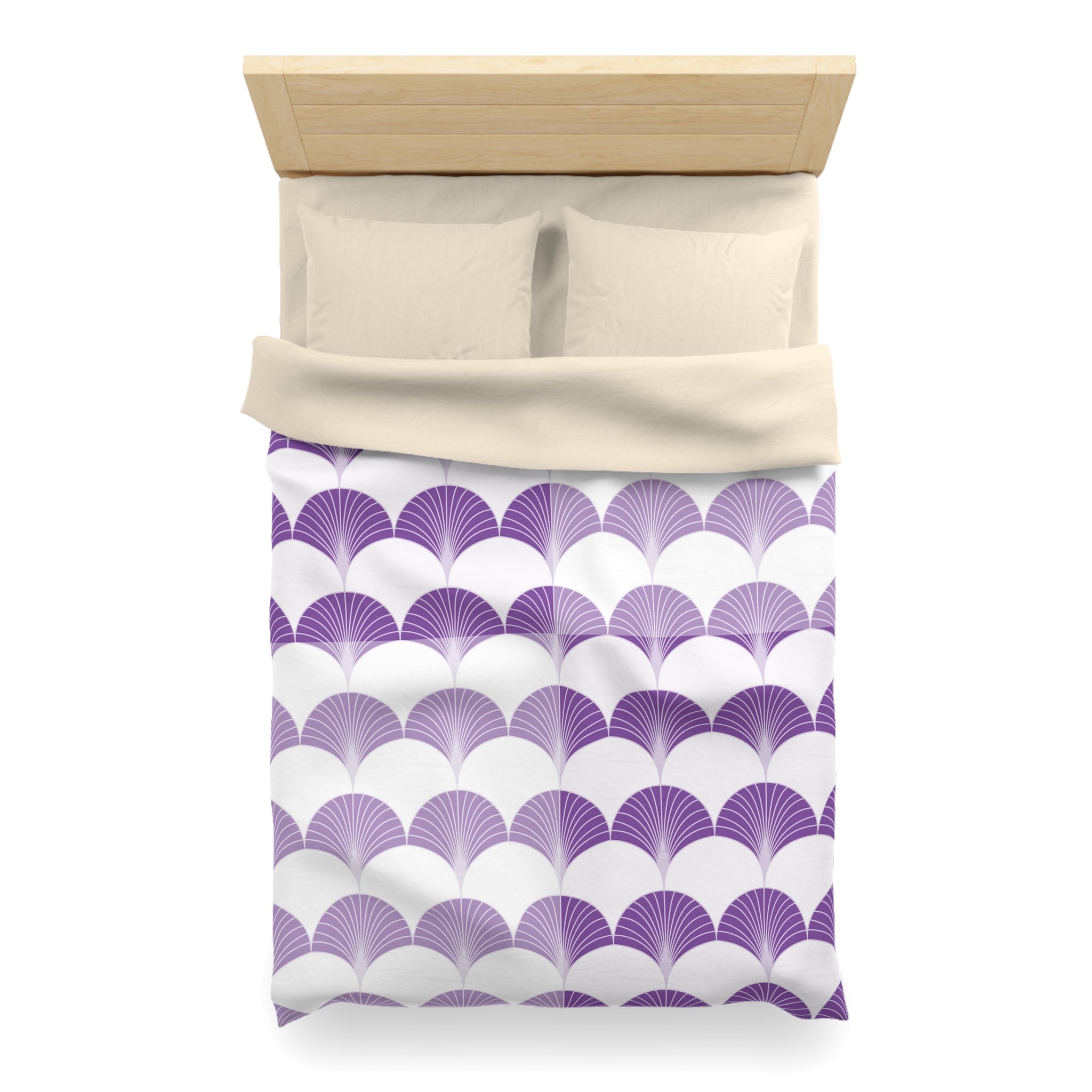 Art Deco Duvet Cover | Fan, Lavender Purple, White | Bedroom Decor