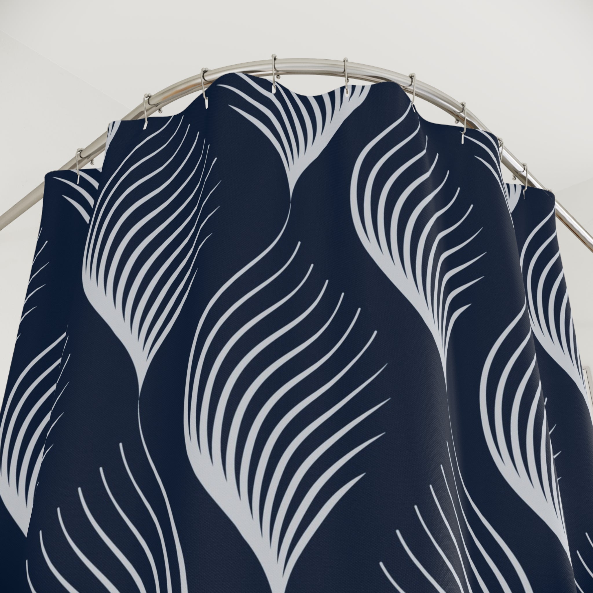 Boho Art Deco Shower Curtain | Navy Blue Art Nouveau